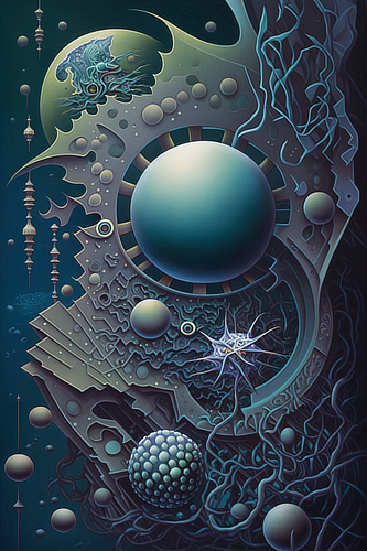 a artwork of a blue and green planet