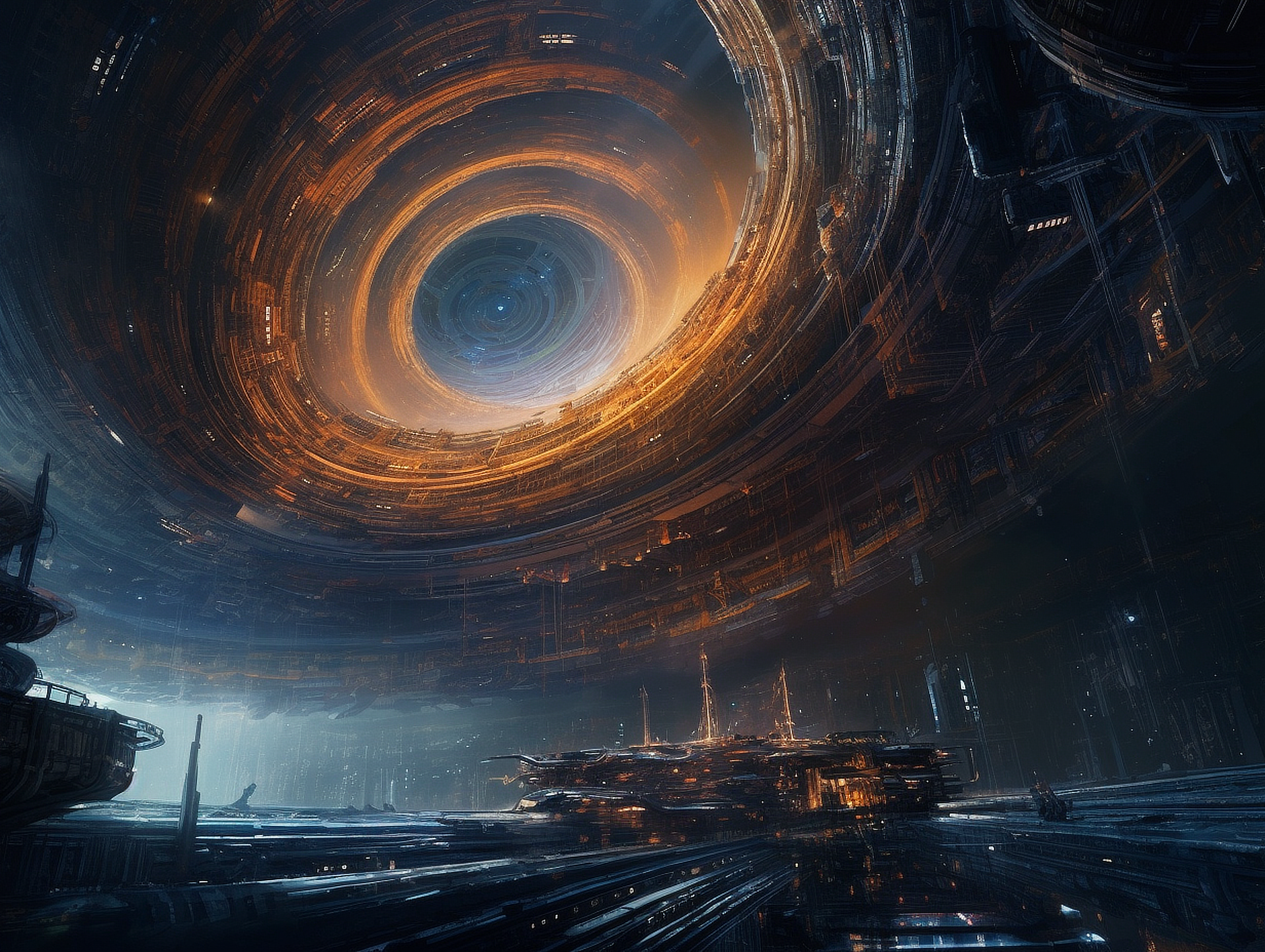 a large circular object with a blue circle in the middle