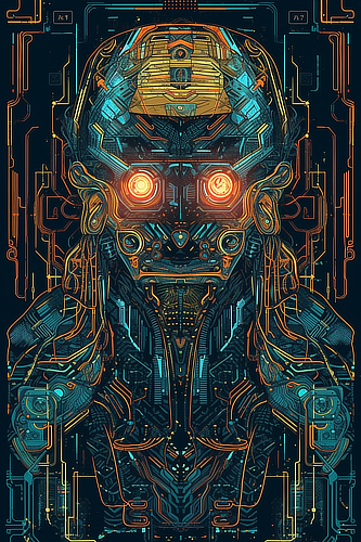 a digital art of a robot