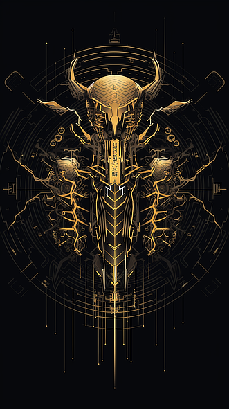 a gold and black robot