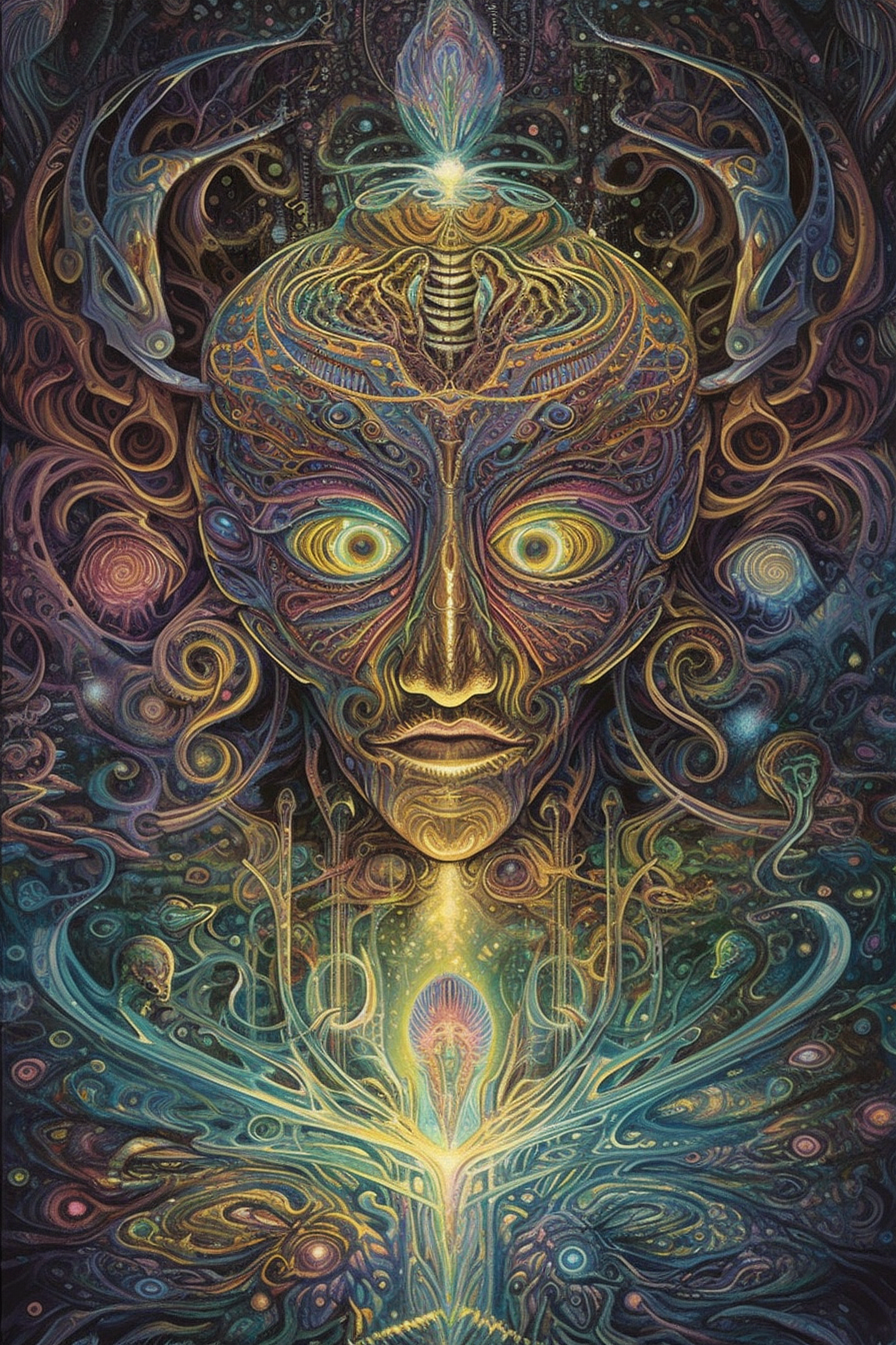 a colorful artwork of a person's face