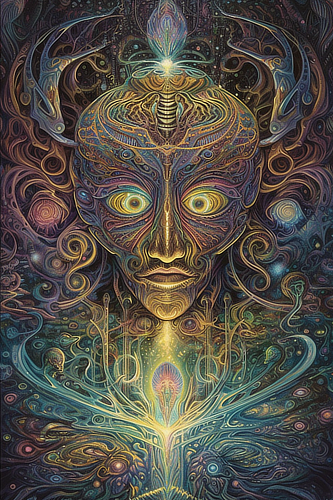 a colorful artwork of a person's face