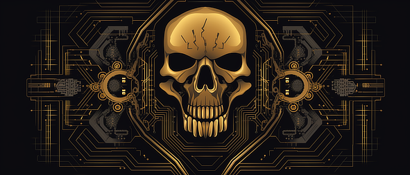 a skull with a gold background