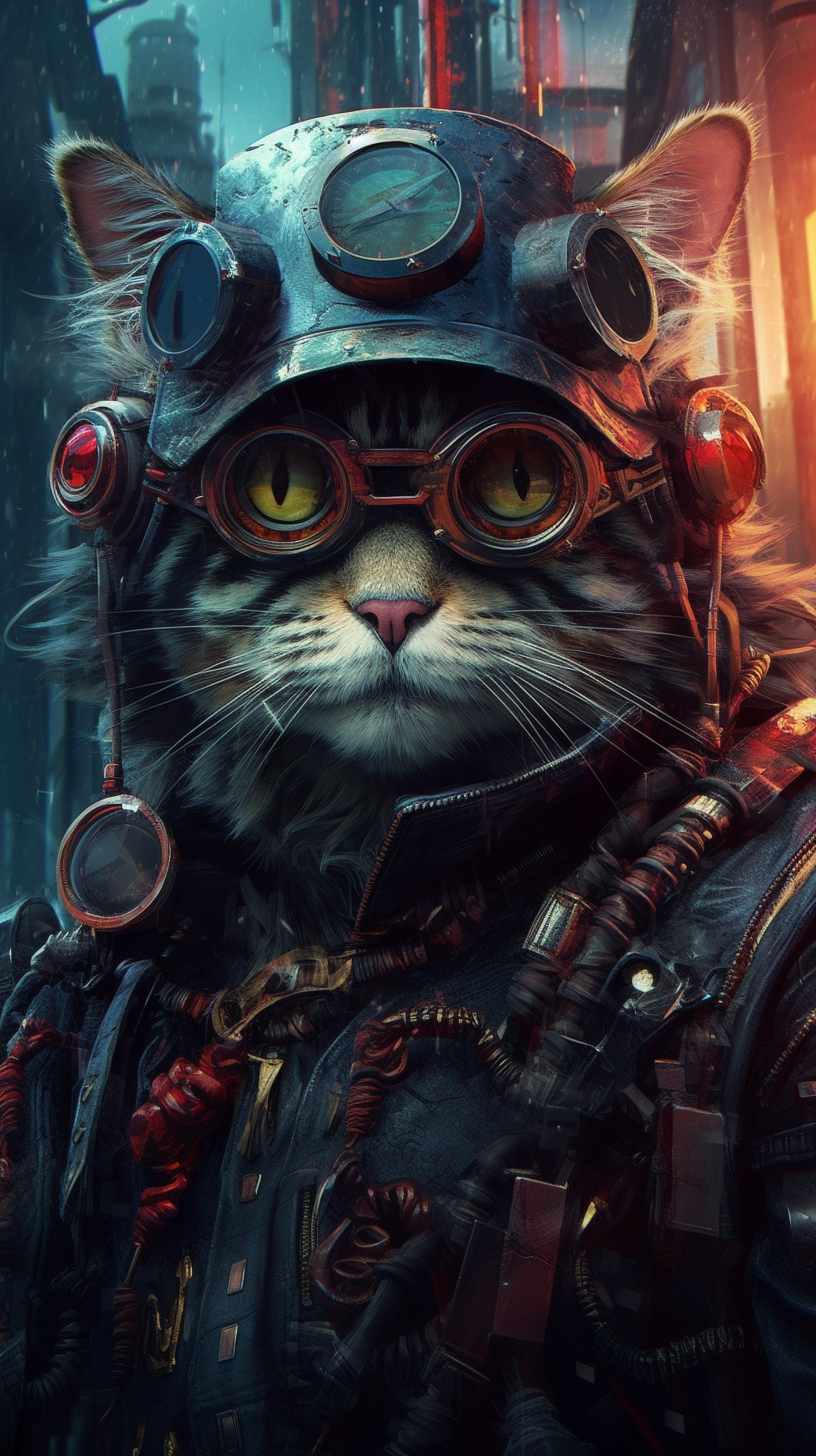 a cat wearing a steampunk garment