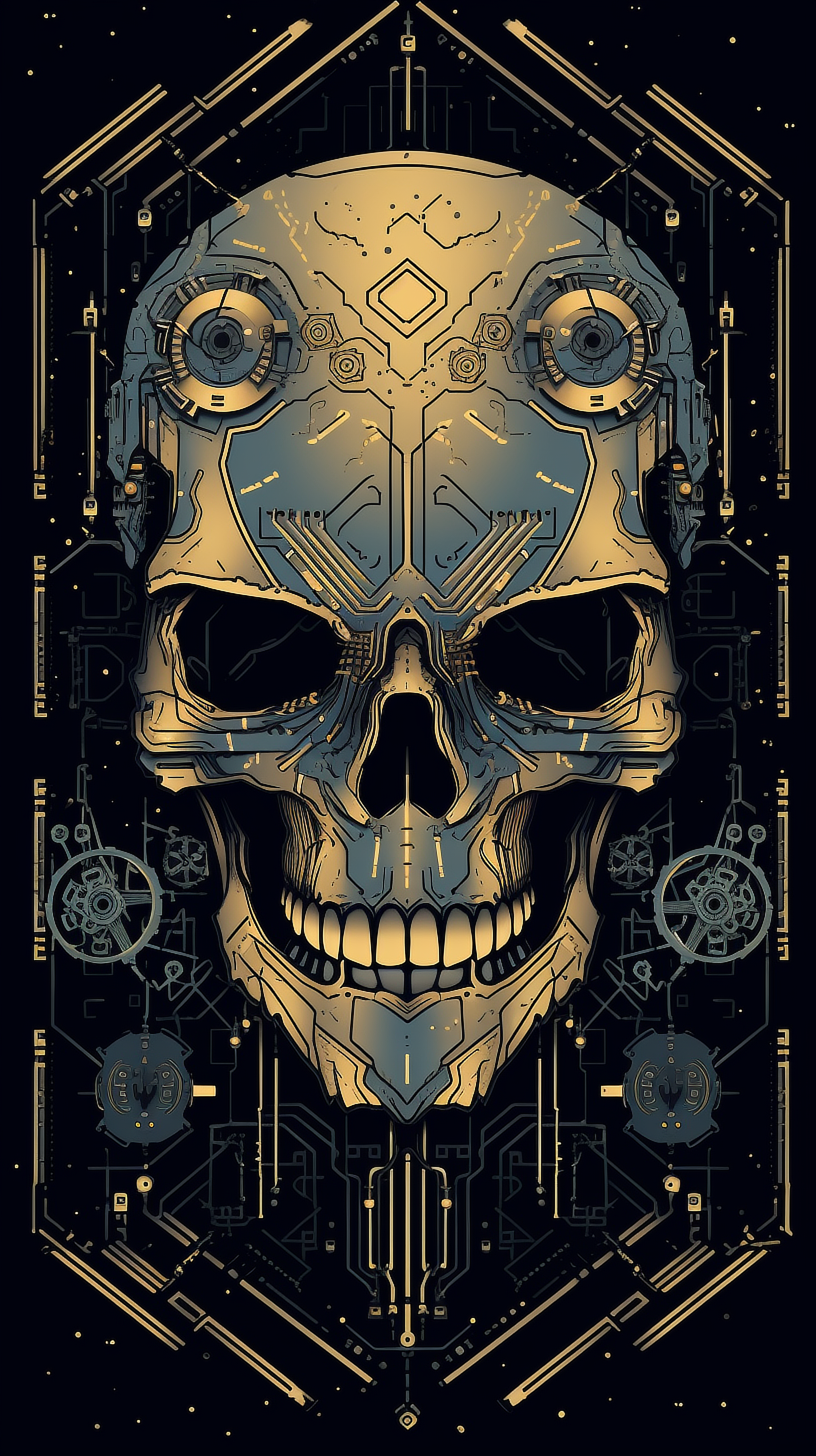 a skull with a mechanical design