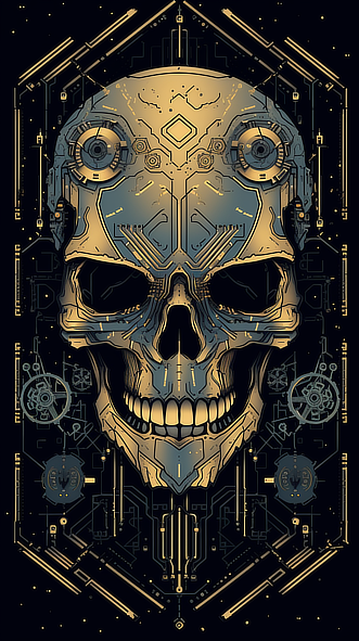 a skull with a mechanical design