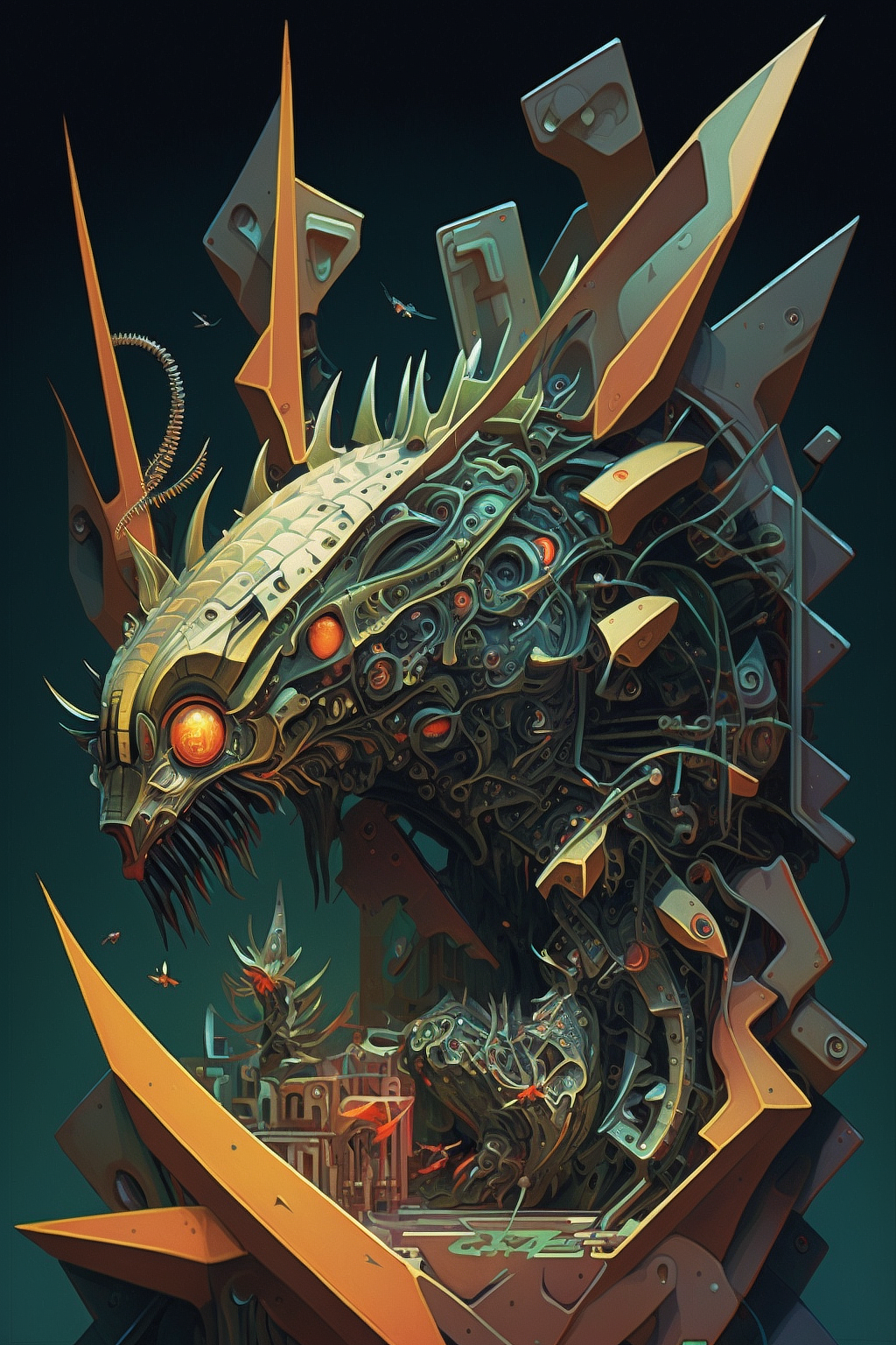 a metal sculpture of a dragon