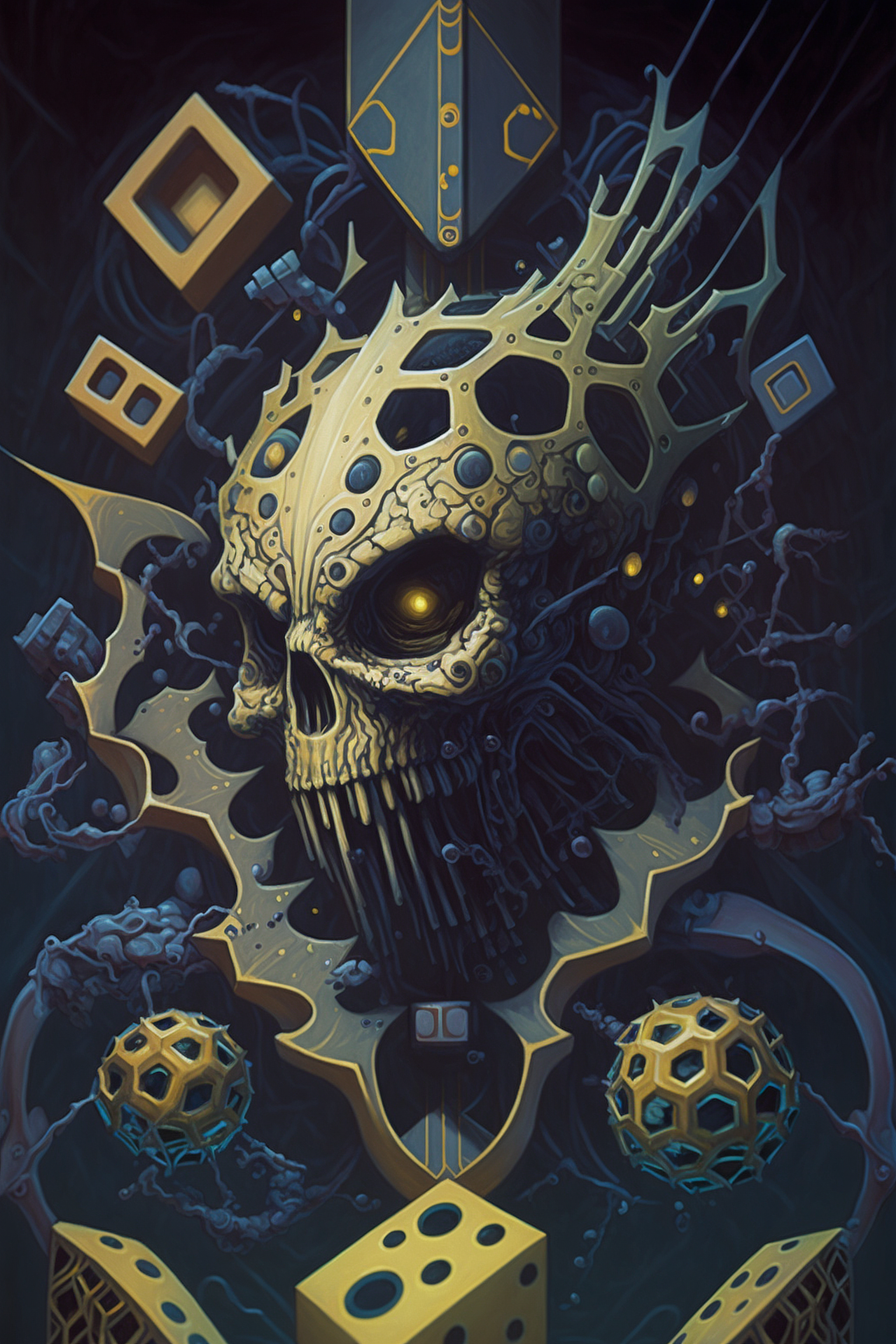 a skull with many holes and holes