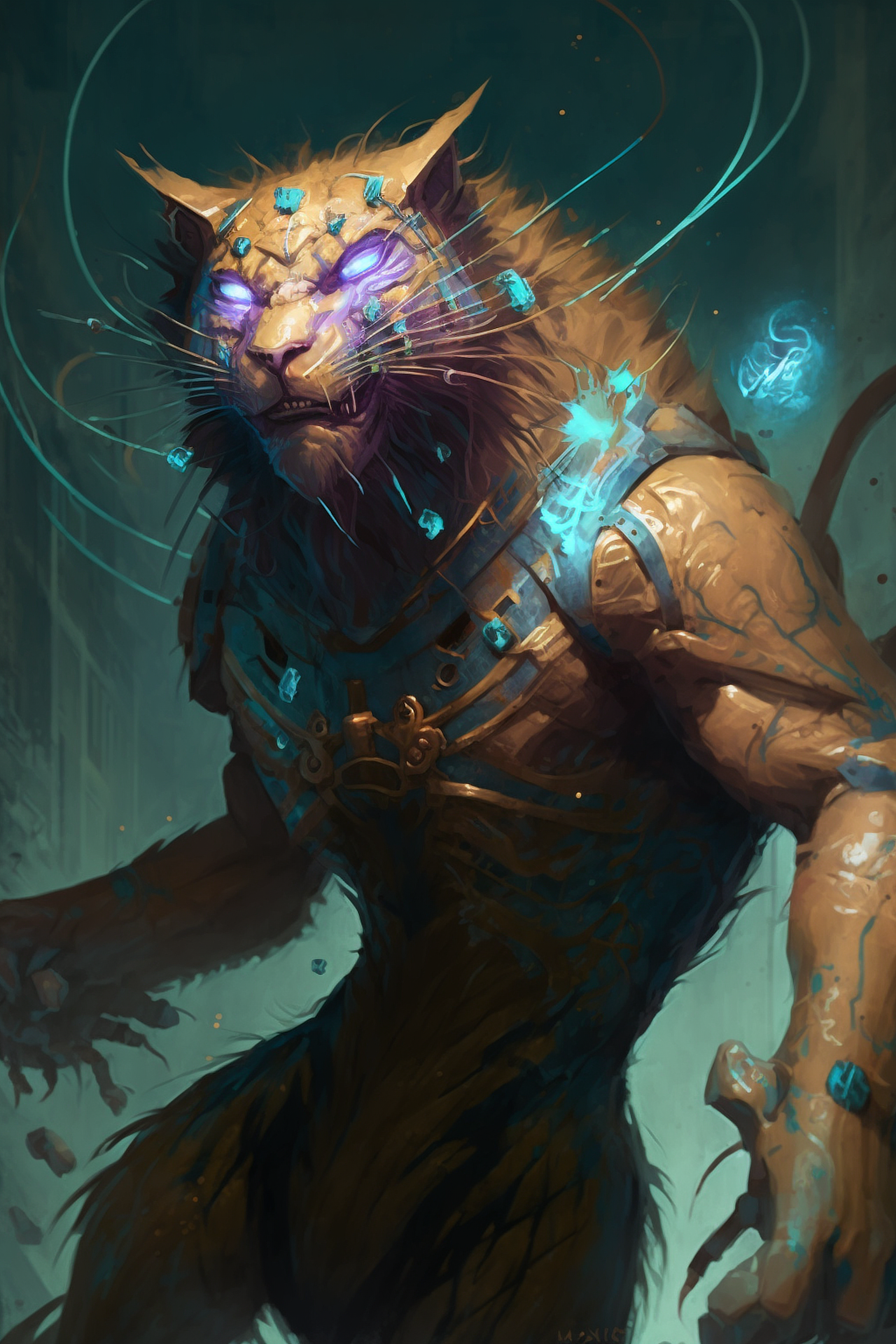 a digital art of a lion