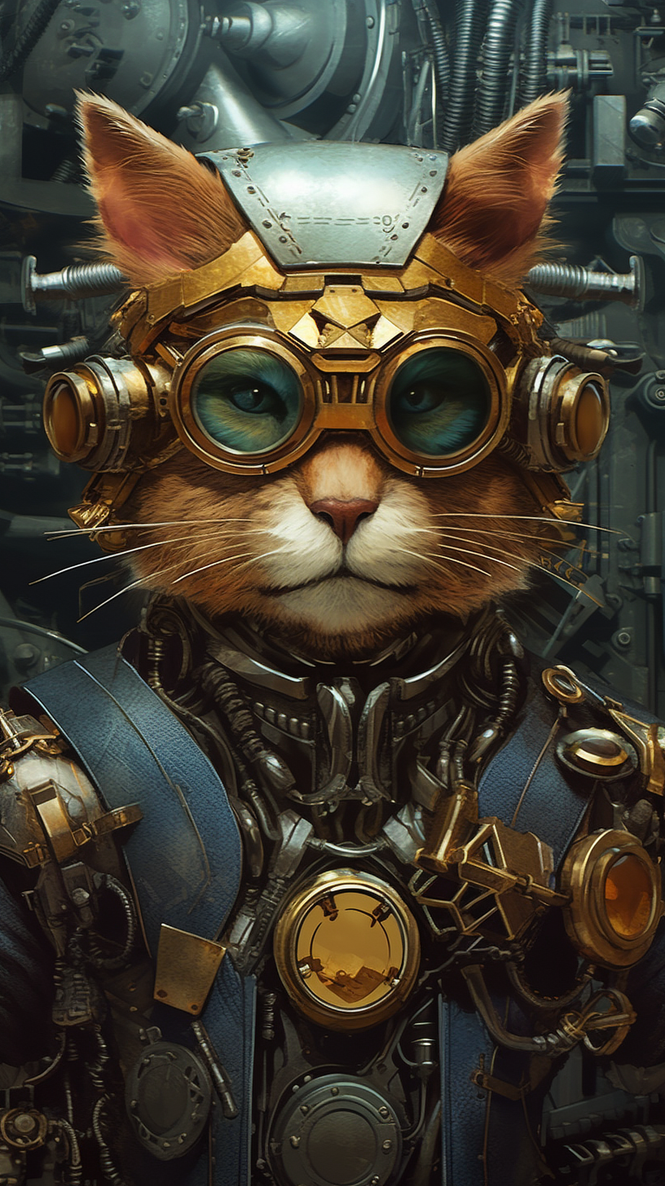 a cat wearing a steampunk garment