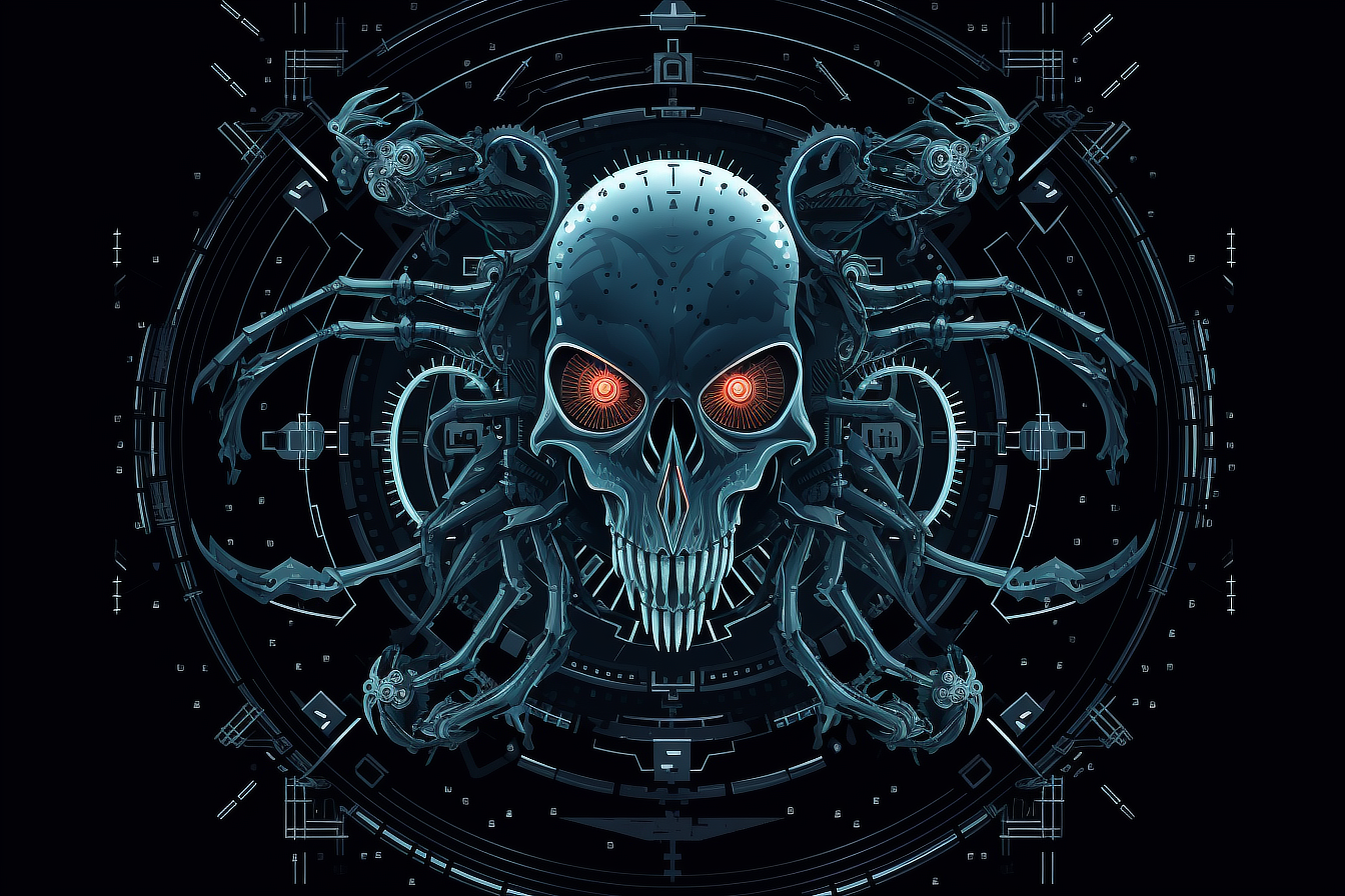 a computer generated image of a skull with a spider's head