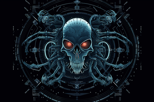 a computer generated image of a skull with a spider's head