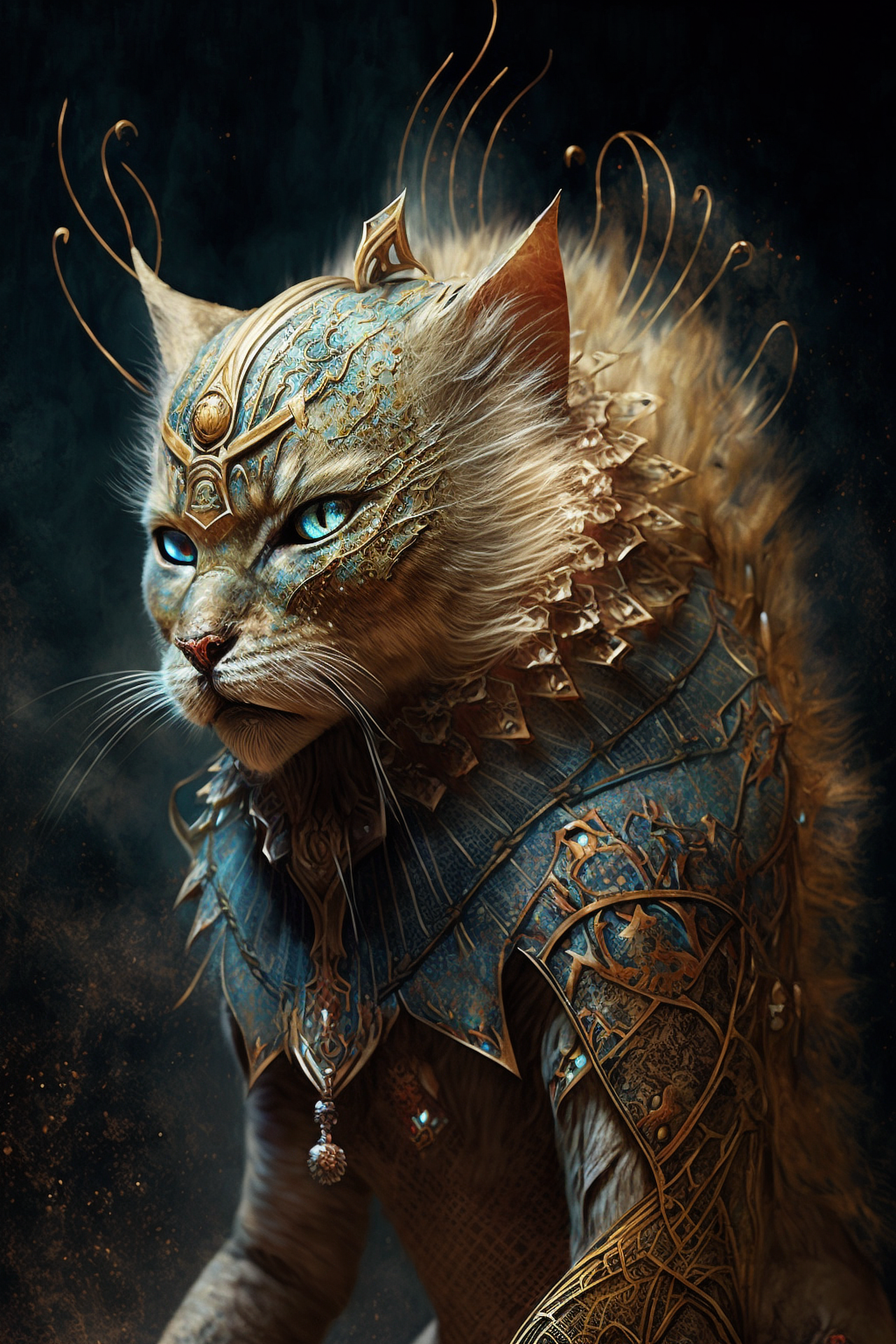 a cat wearing a armor