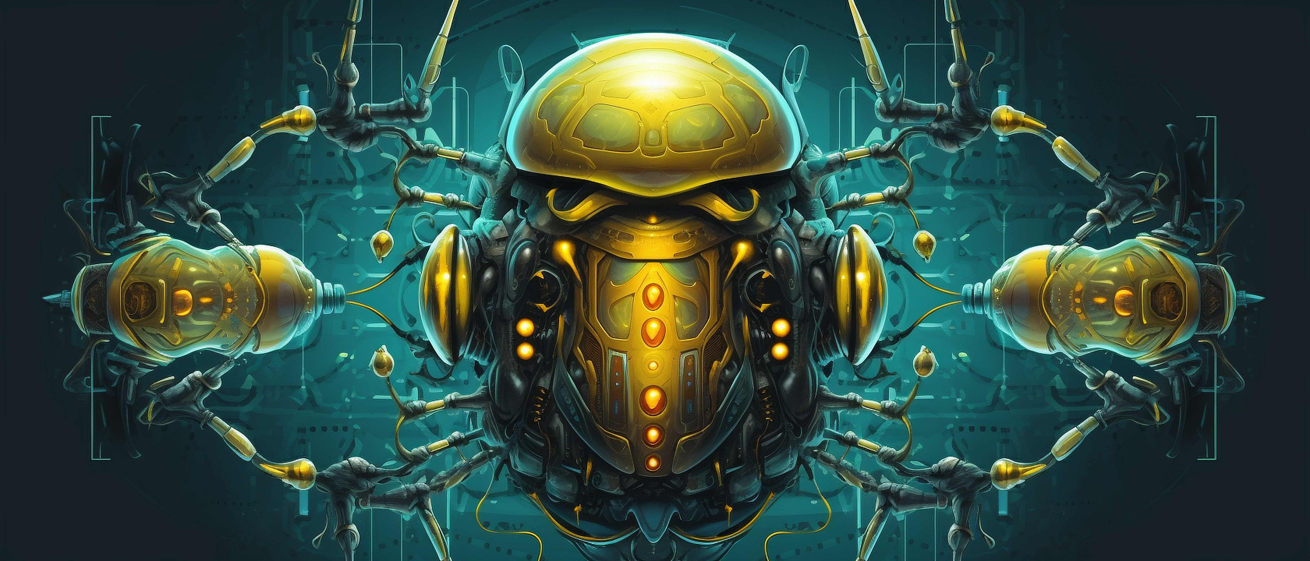 a yellow and black robot