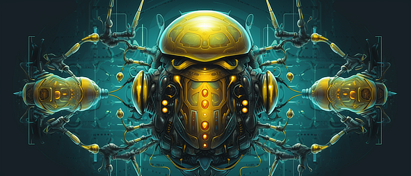 a yellow and black robot