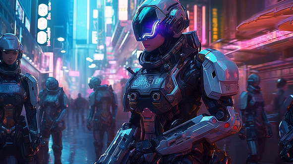 a woman in a futuristic outfit