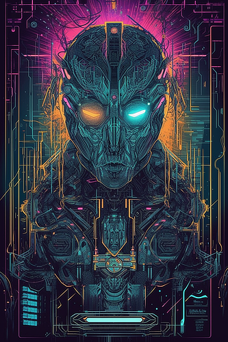 a digital art of a robot