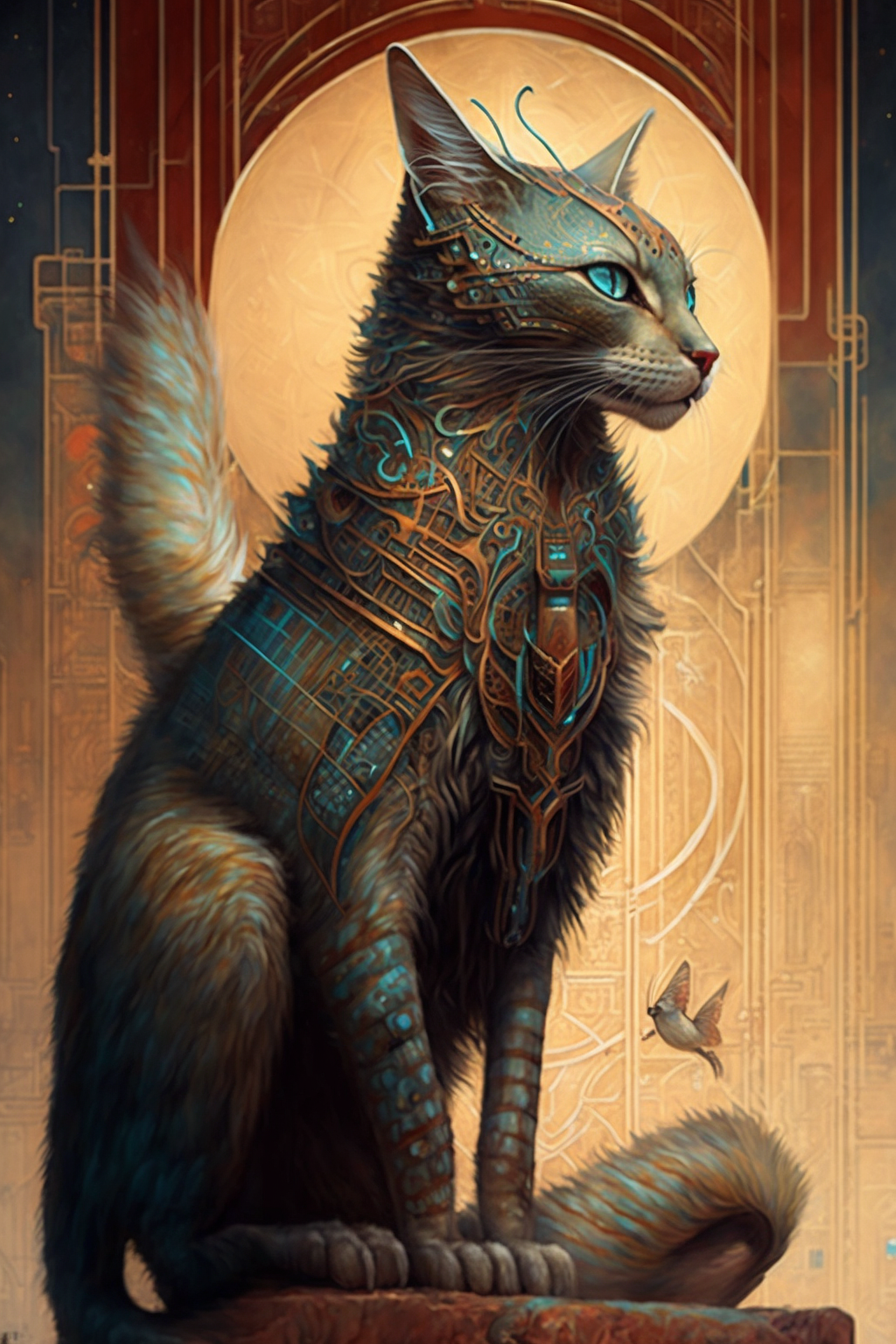 a cat with a mechanical design