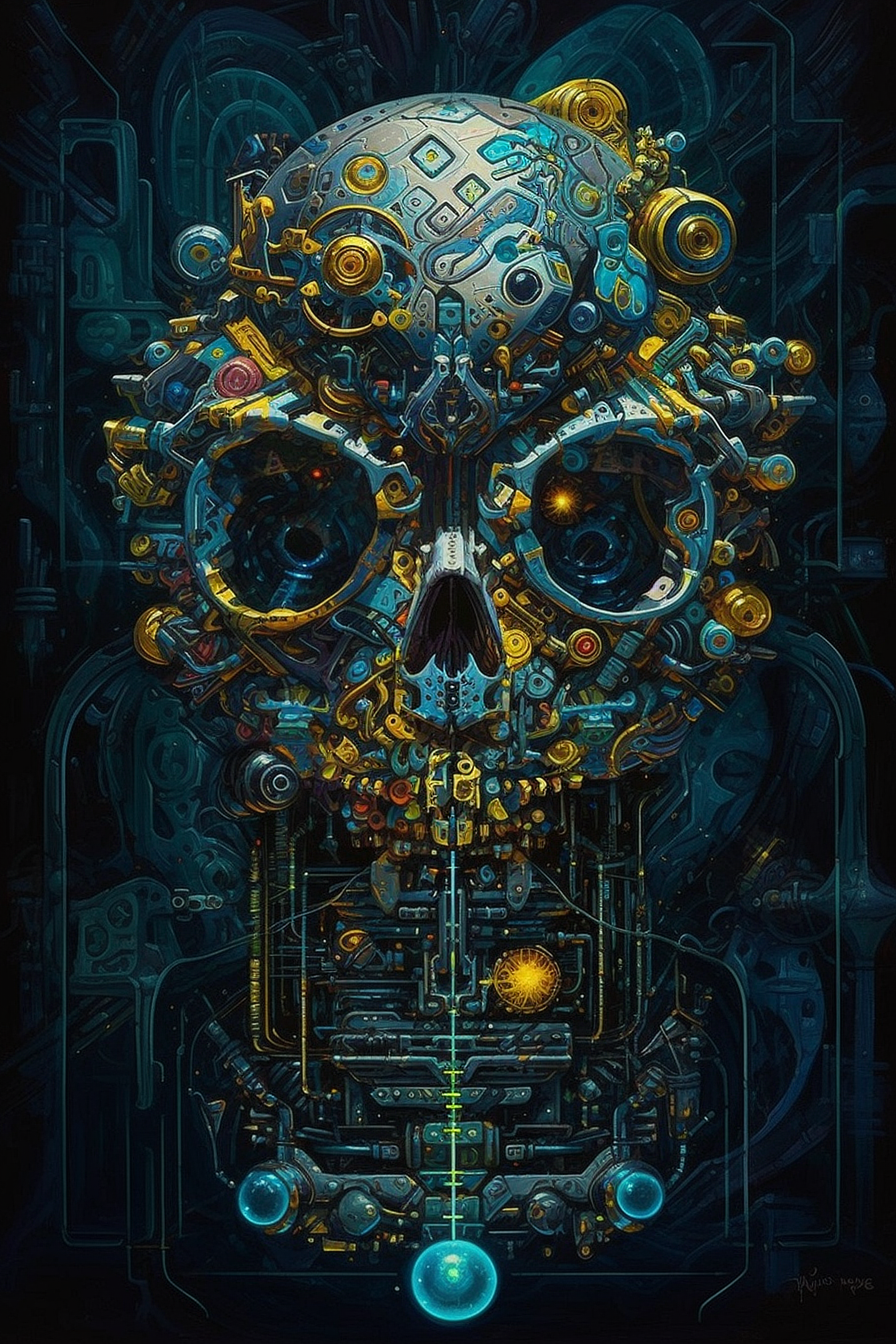 a skull made out of metal