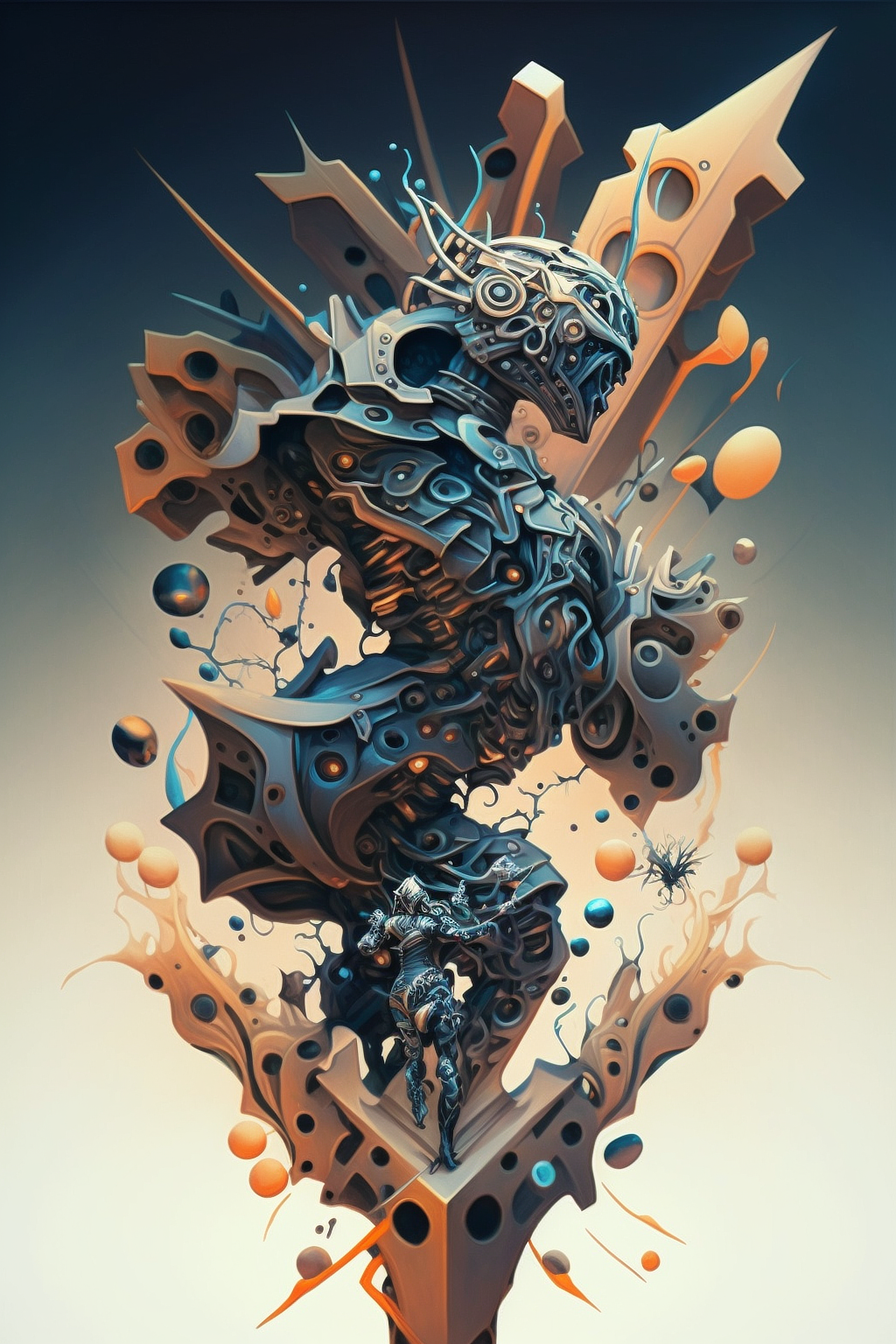 a metal statue of a robot