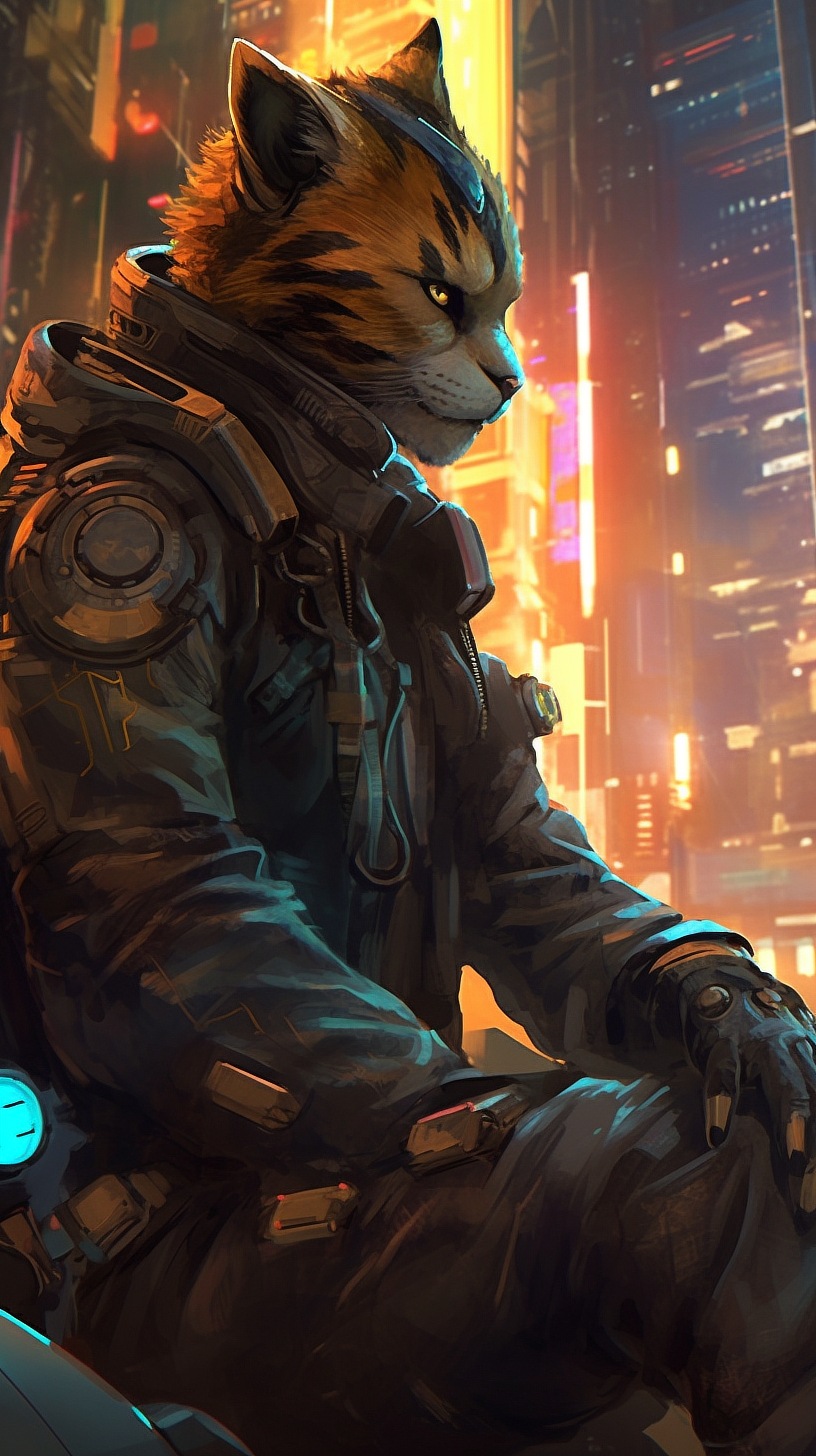 a cat wearing a suit sitting on a bench