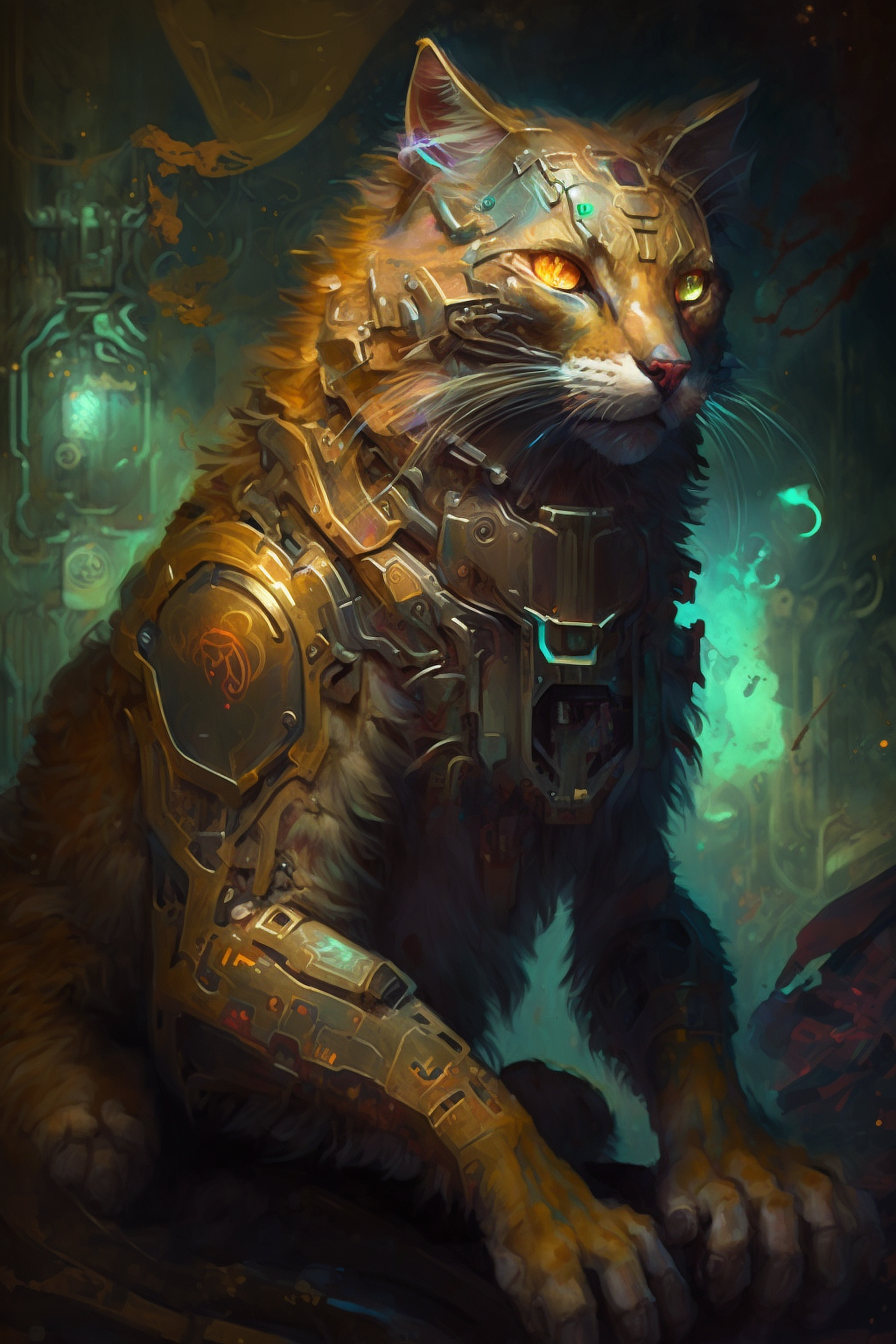 a cat with a robot body