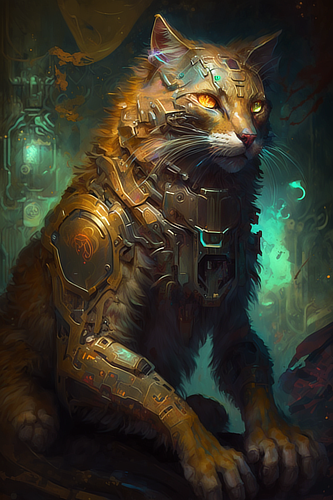 a cat with a robot body