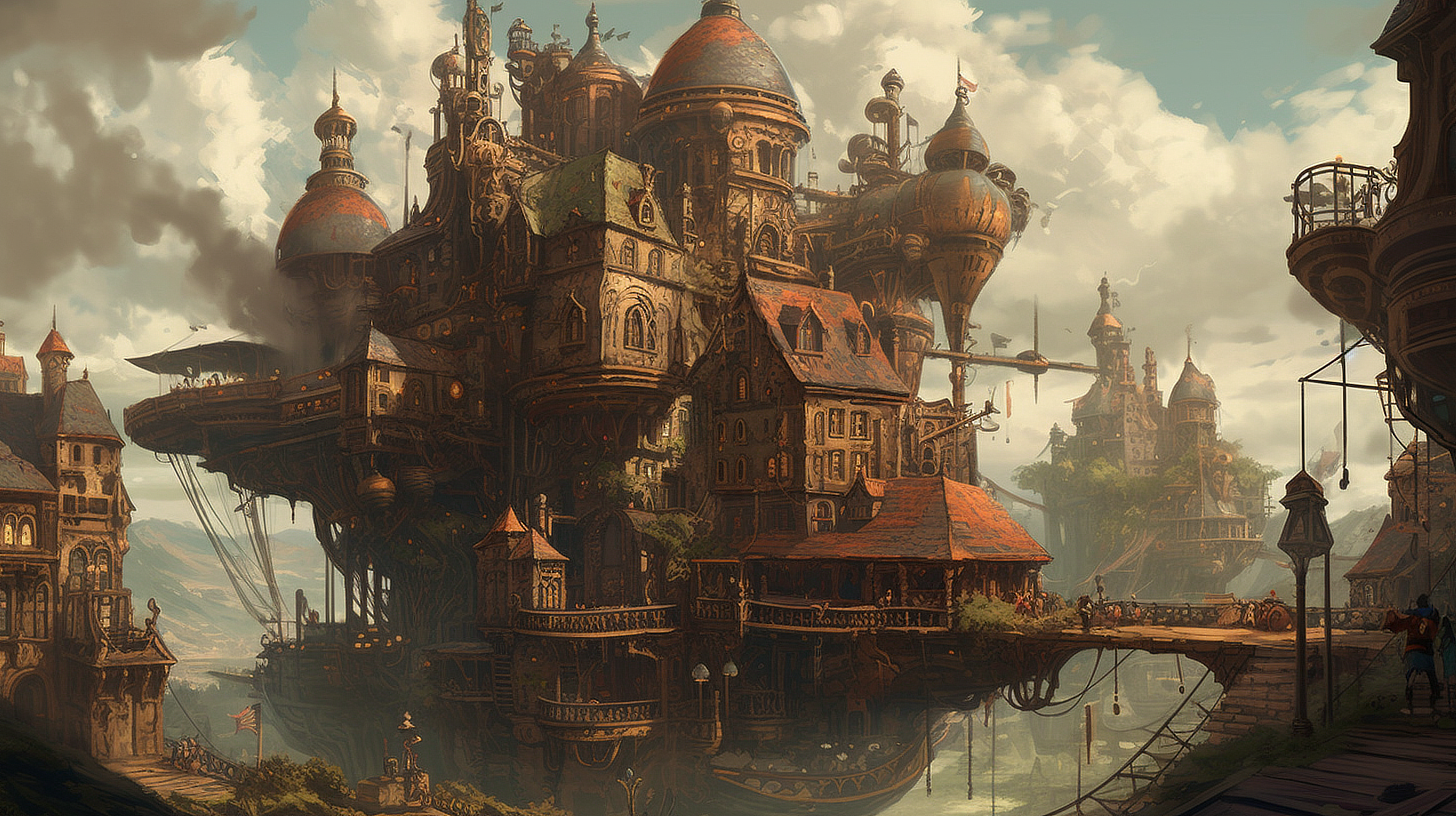 a fantasy city with towers and towers