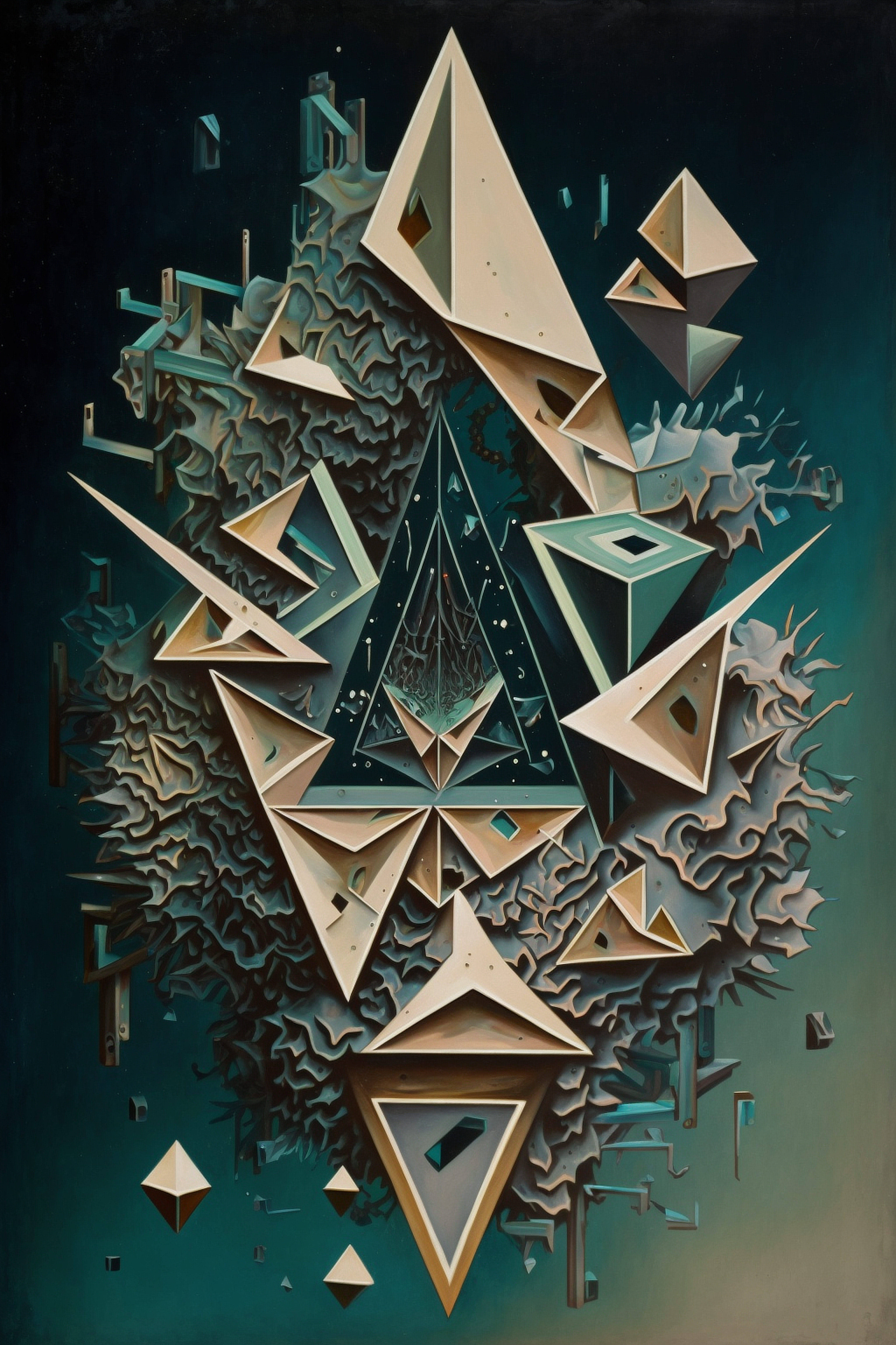 a painting of a triangle shaped object