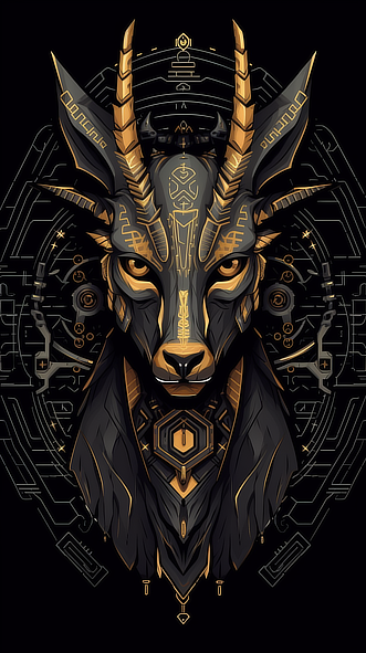 a digital art of a goat