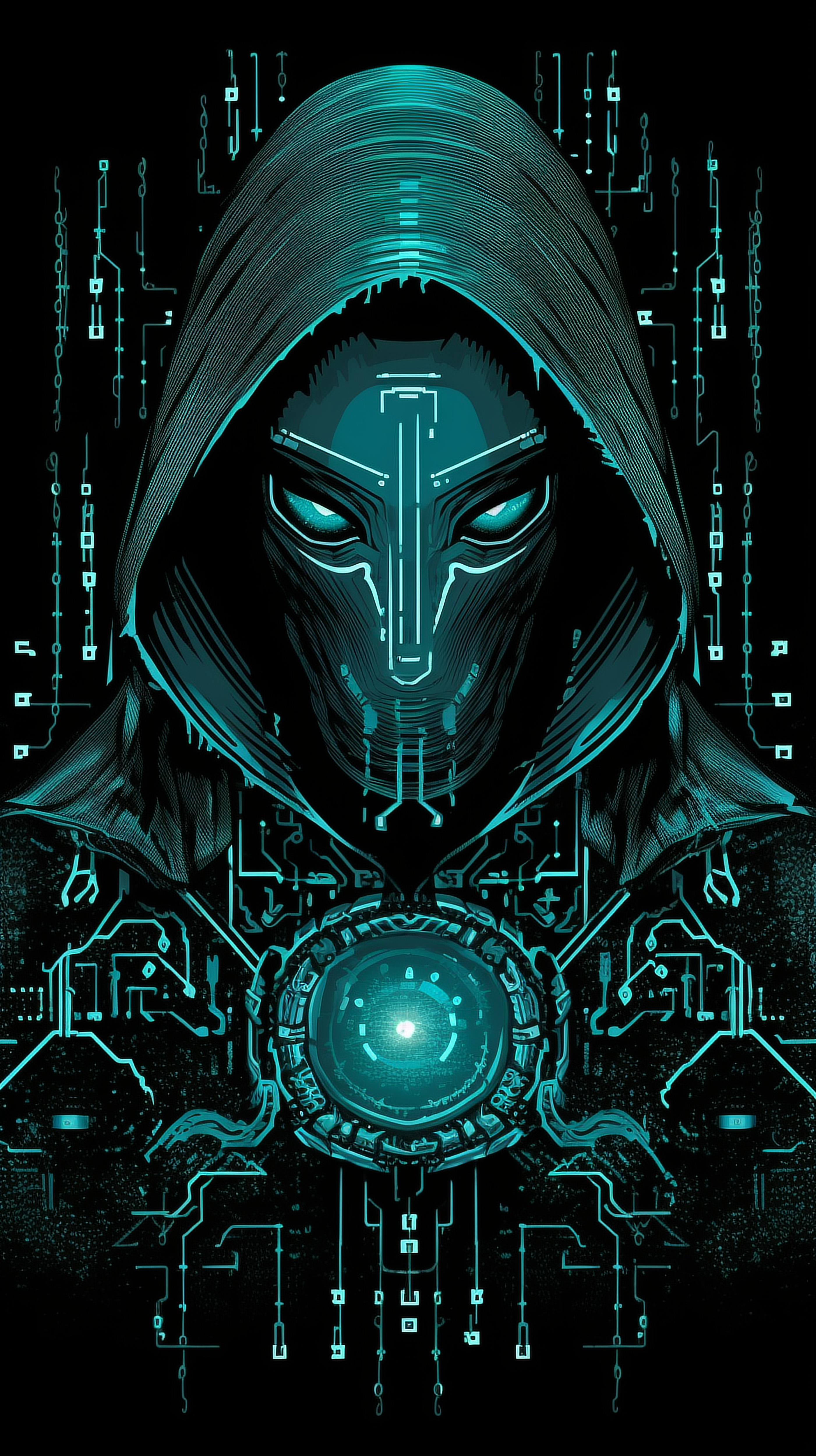 a digital art of a person wearing a mask