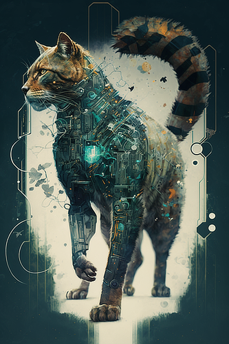 a cat with a robot body