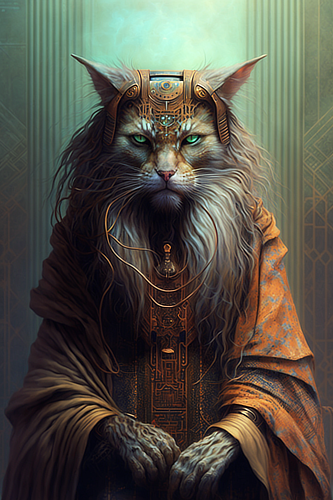 a cat with a garment