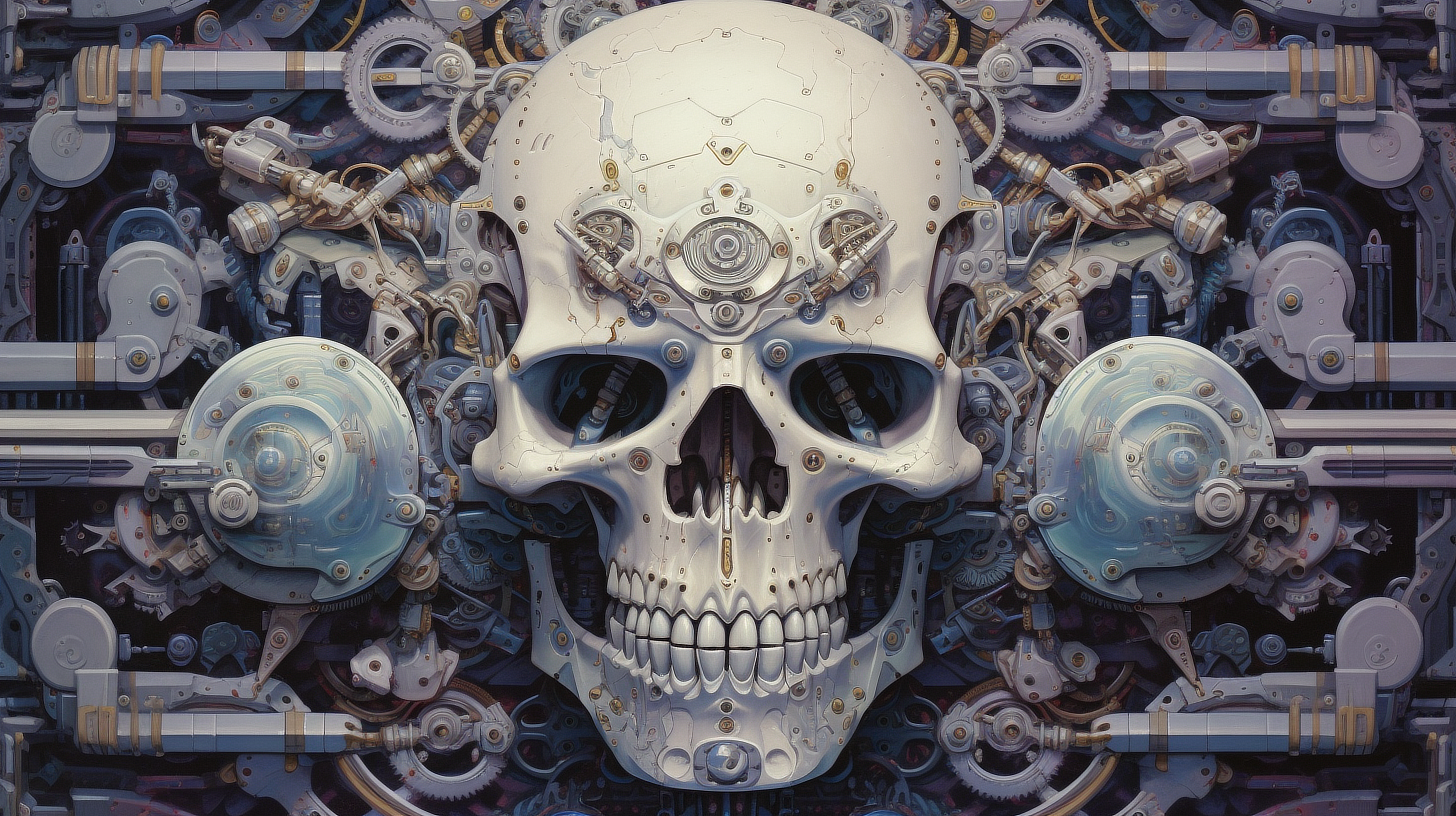 a skull made out of metal gears