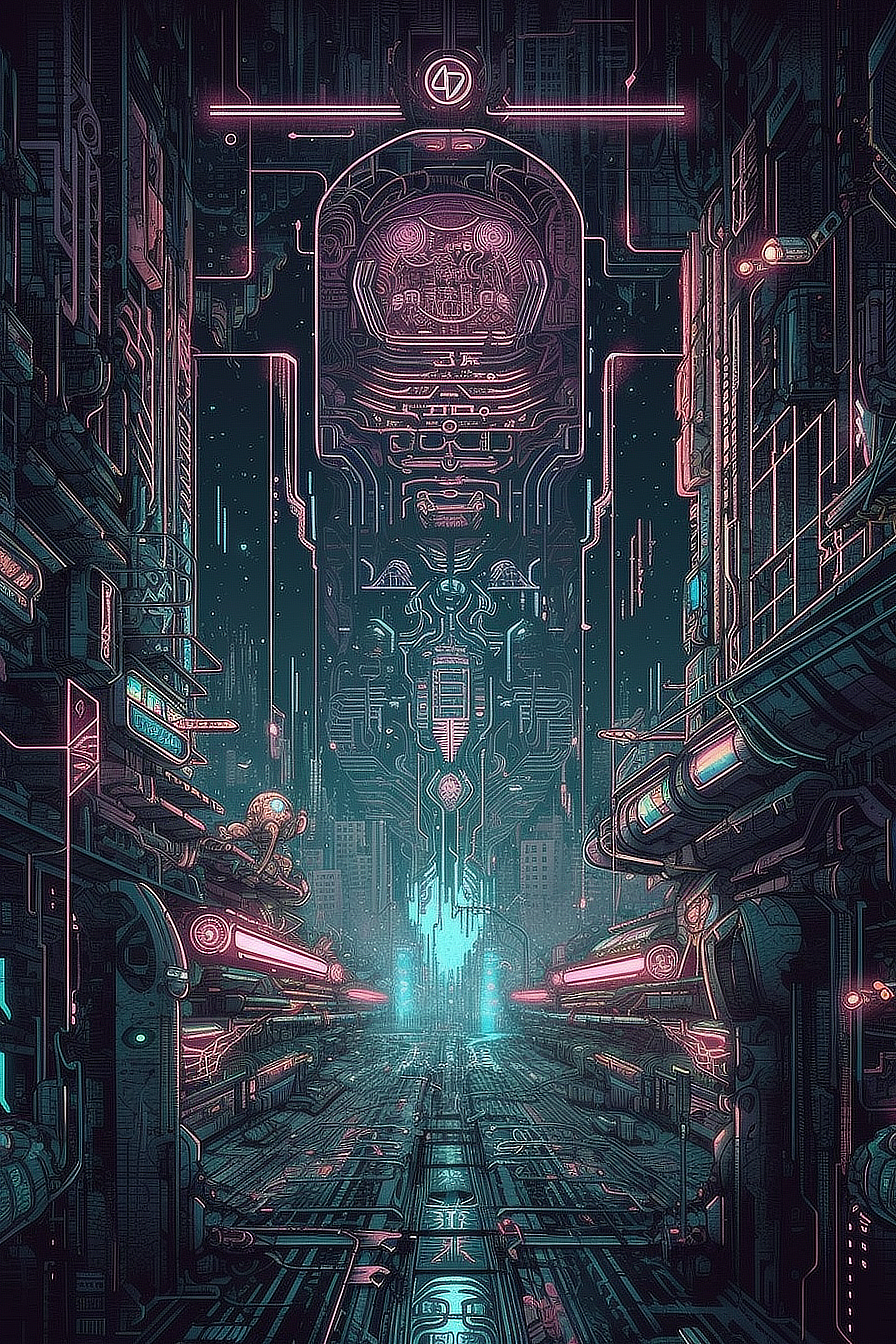 a digital art of a city