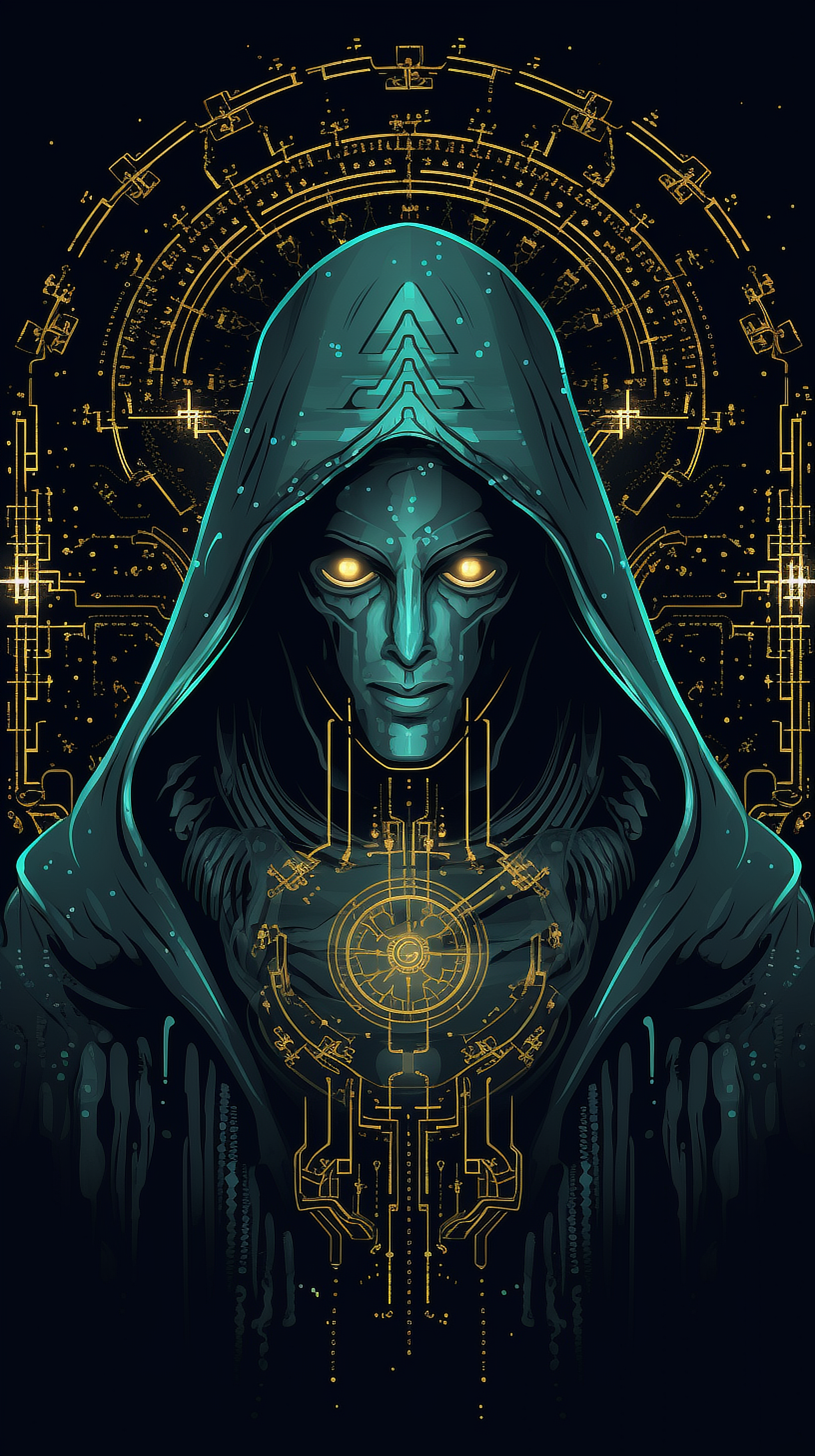 a digital art of a man wearing a hood