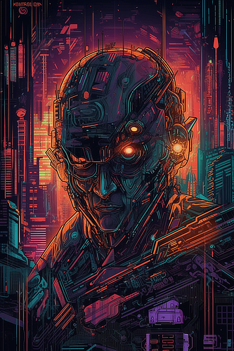 a man with a robot face