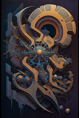 a computer generated artwork of a mechanical design