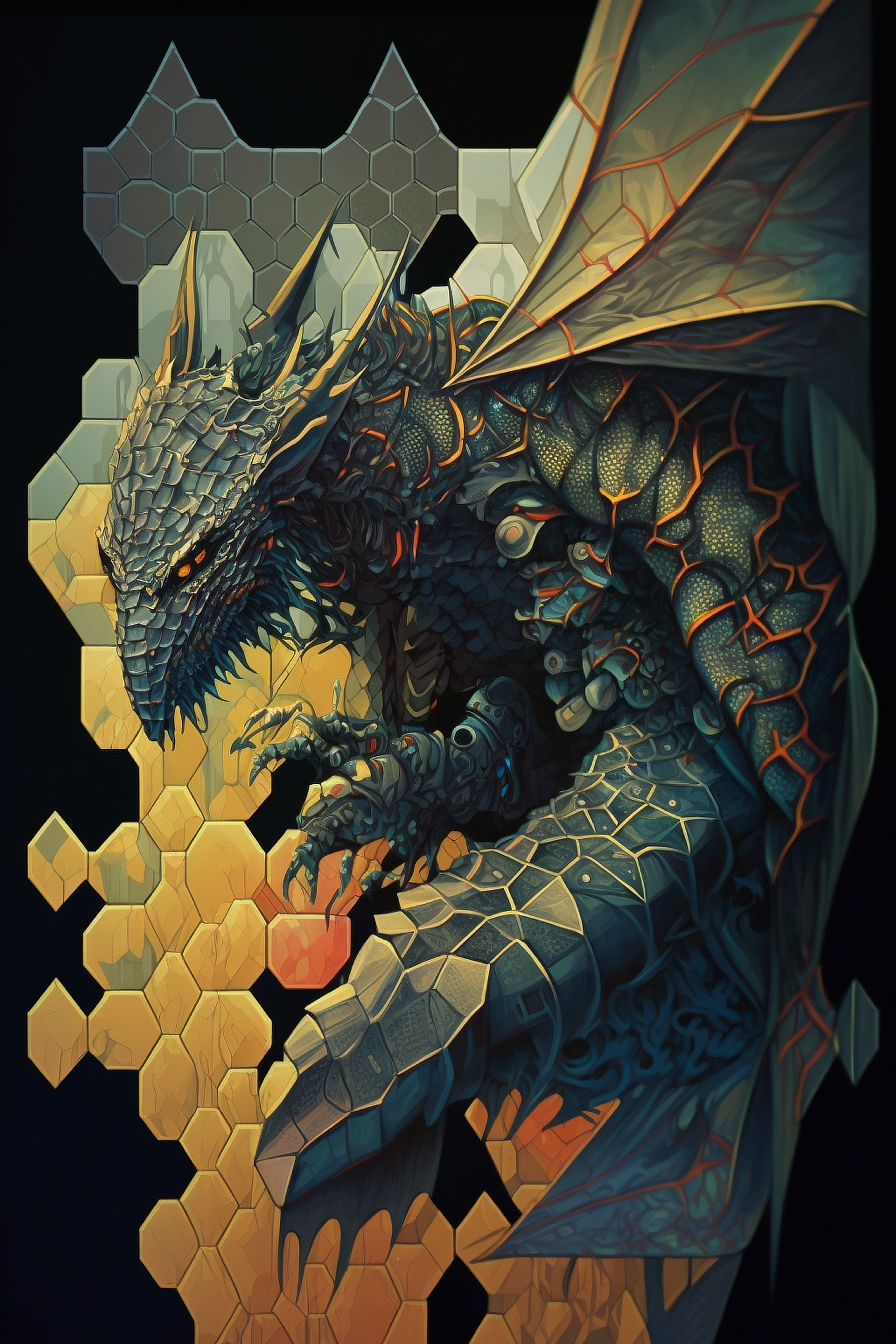 a dragon with a sharp pointed tail