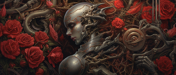 a digital art of a woman