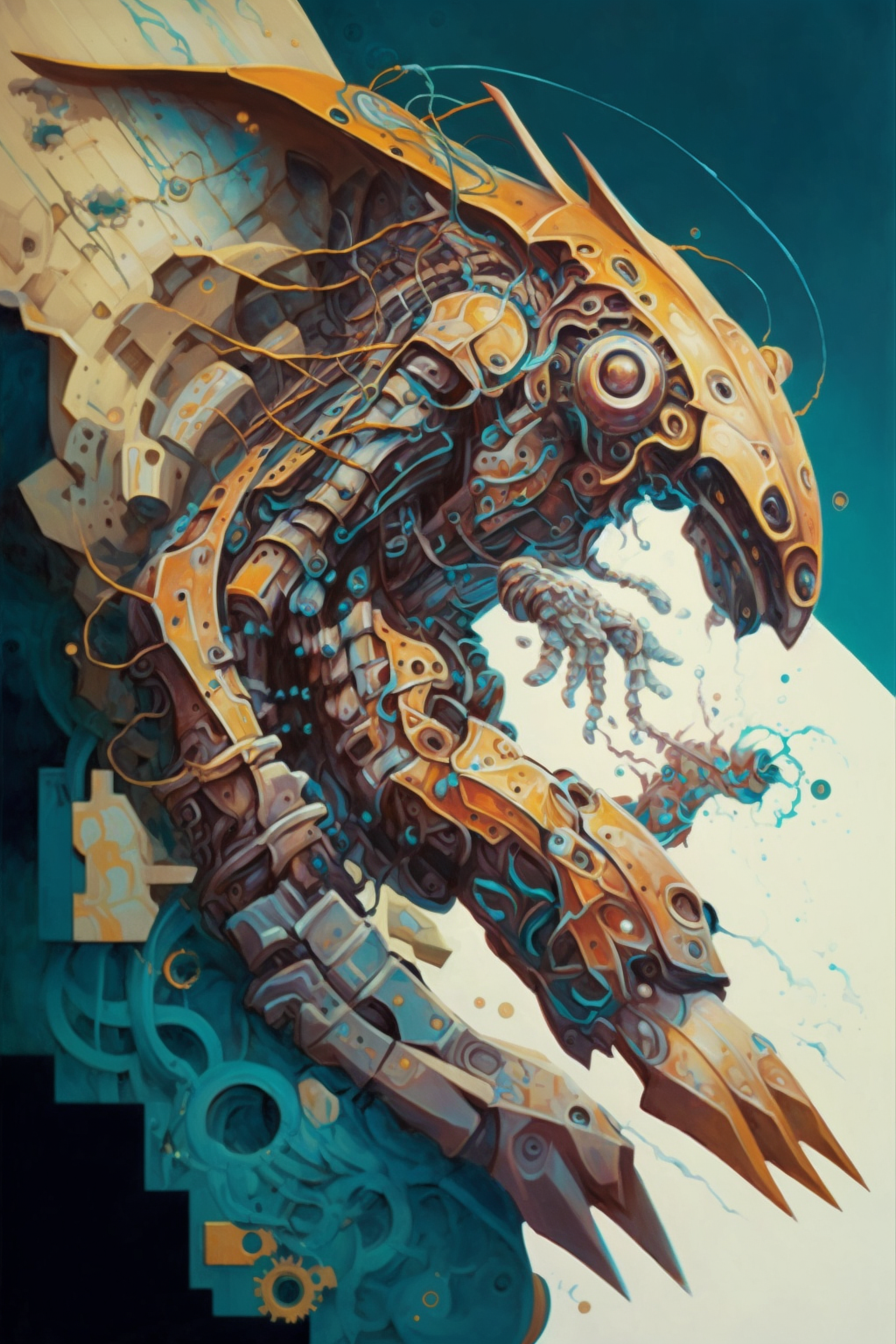 a painting of a robot