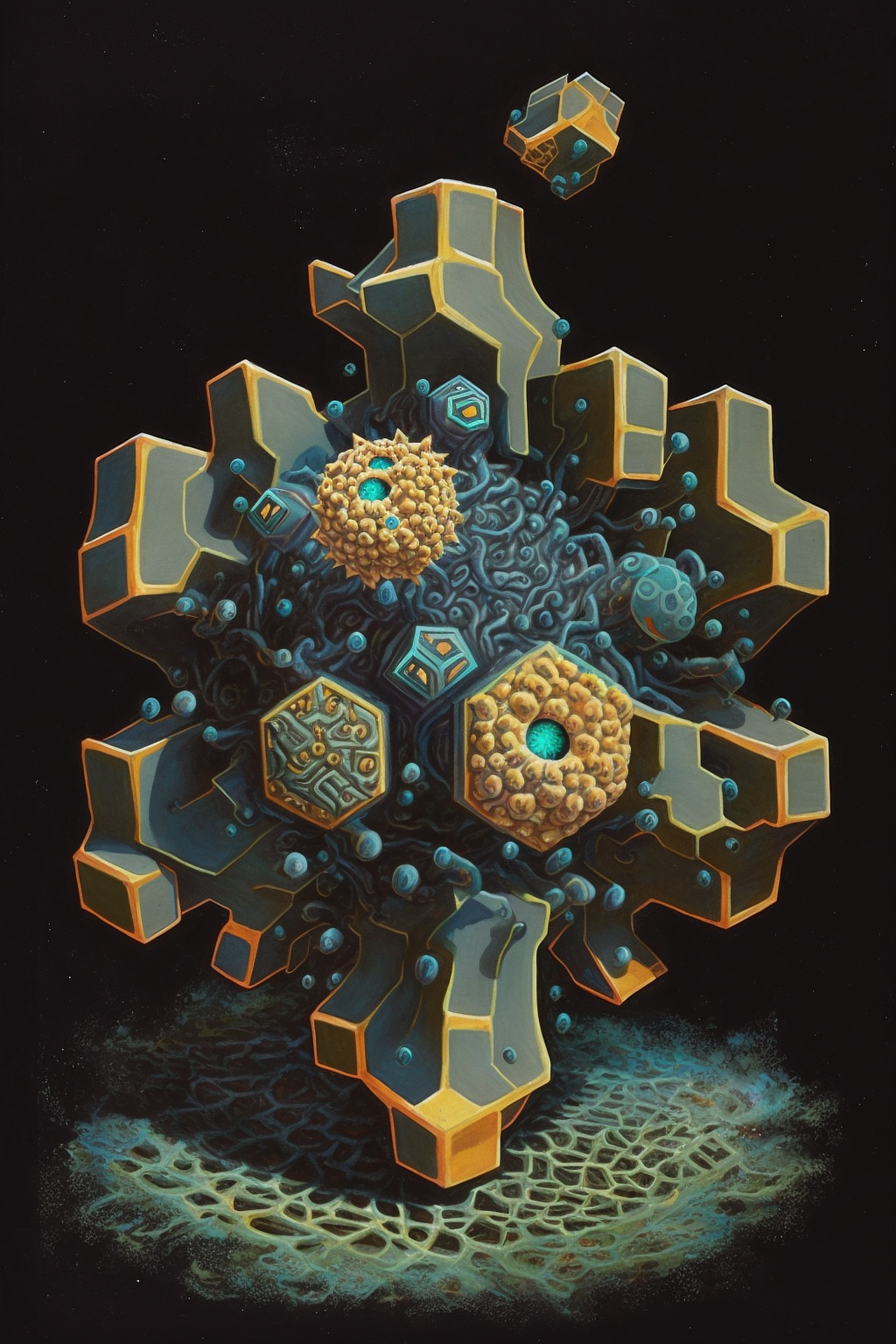 a colorful artwork of a cell