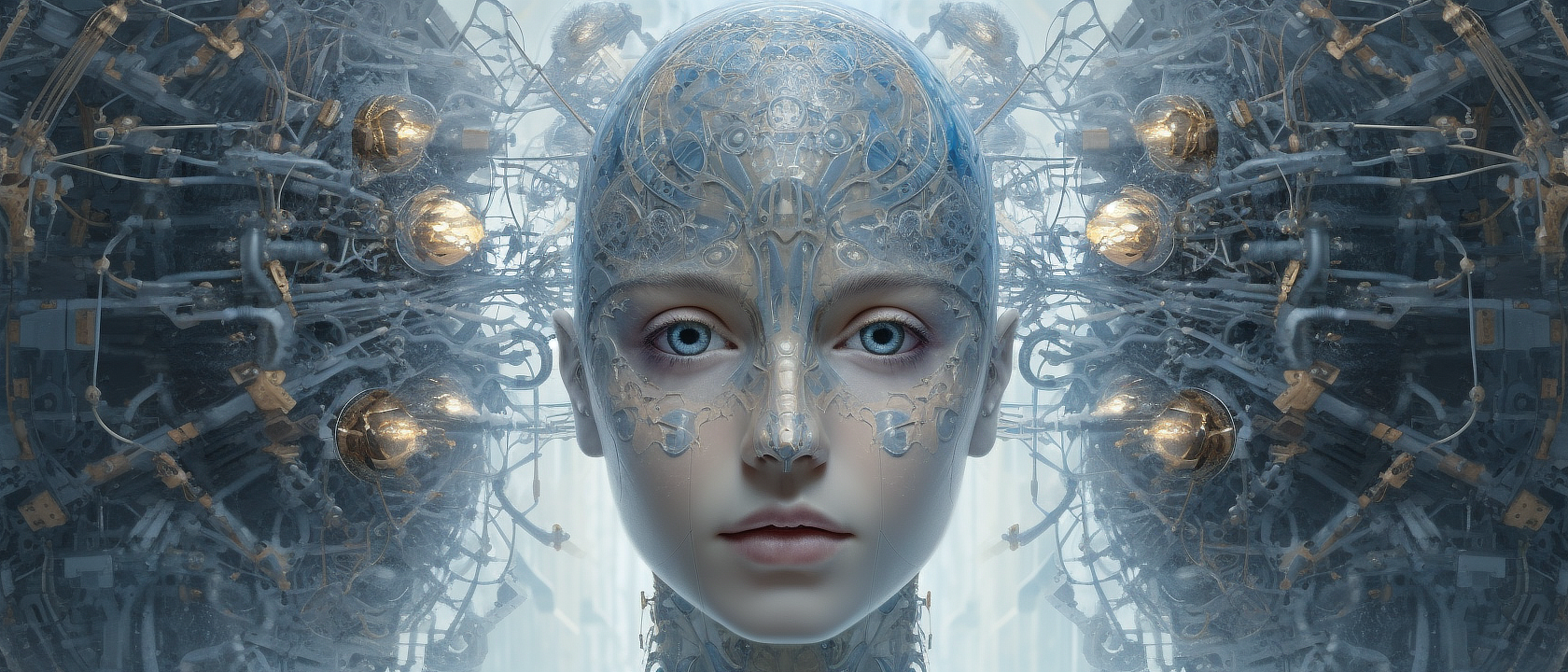 a woman with a robot head