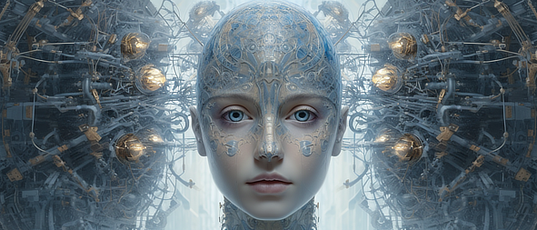 a woman with a robot head