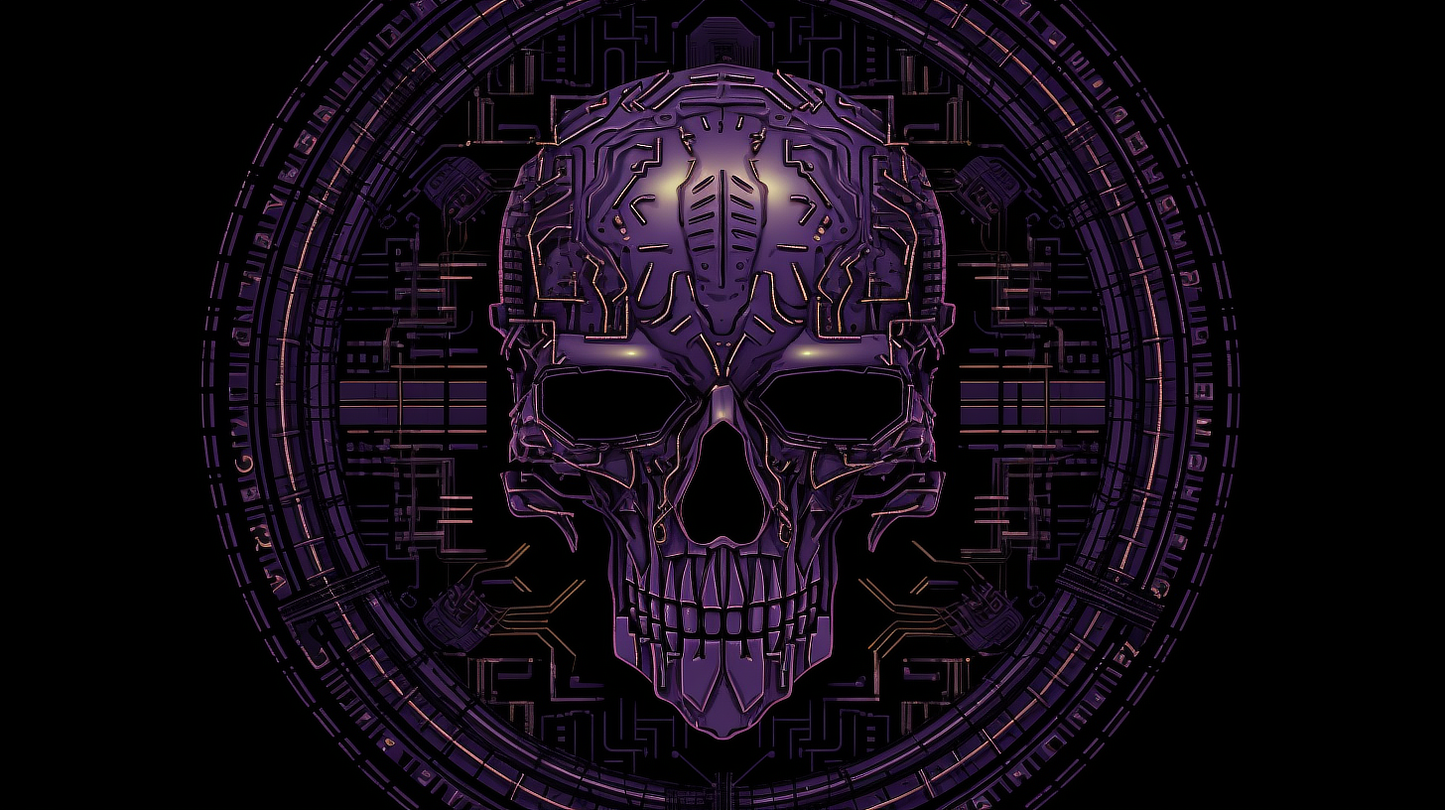 a purple skull with a circular pattern