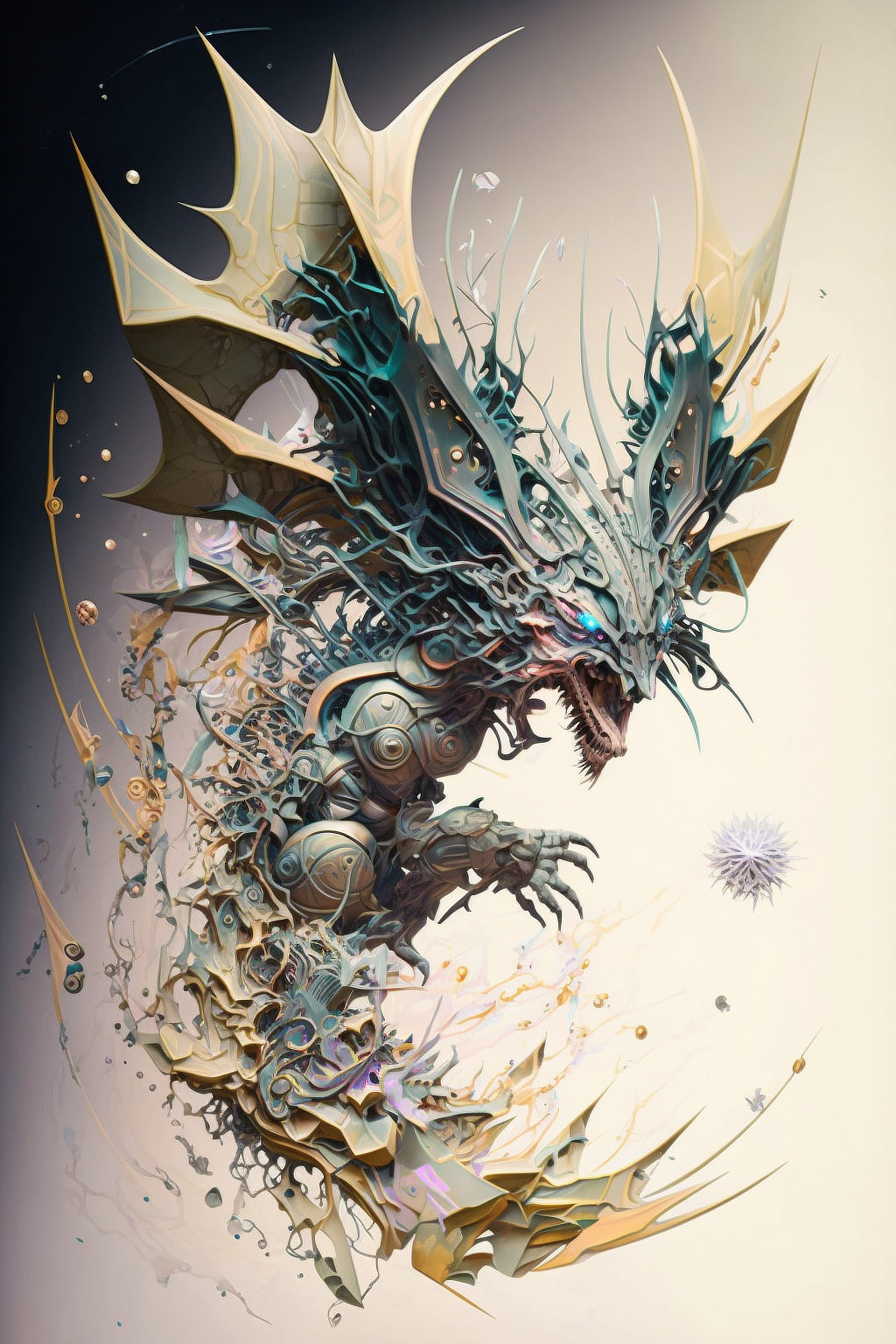 a dragon with wings and spikes