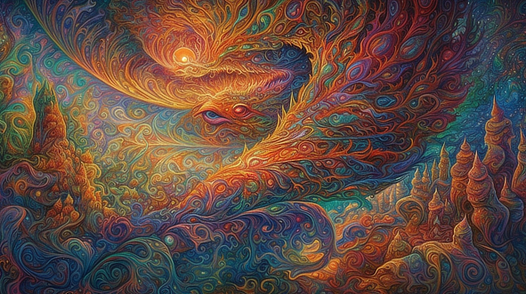 a colorful art with a swirly pattern