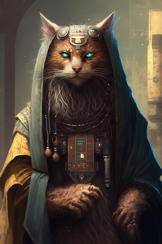 a cat wearing a robe