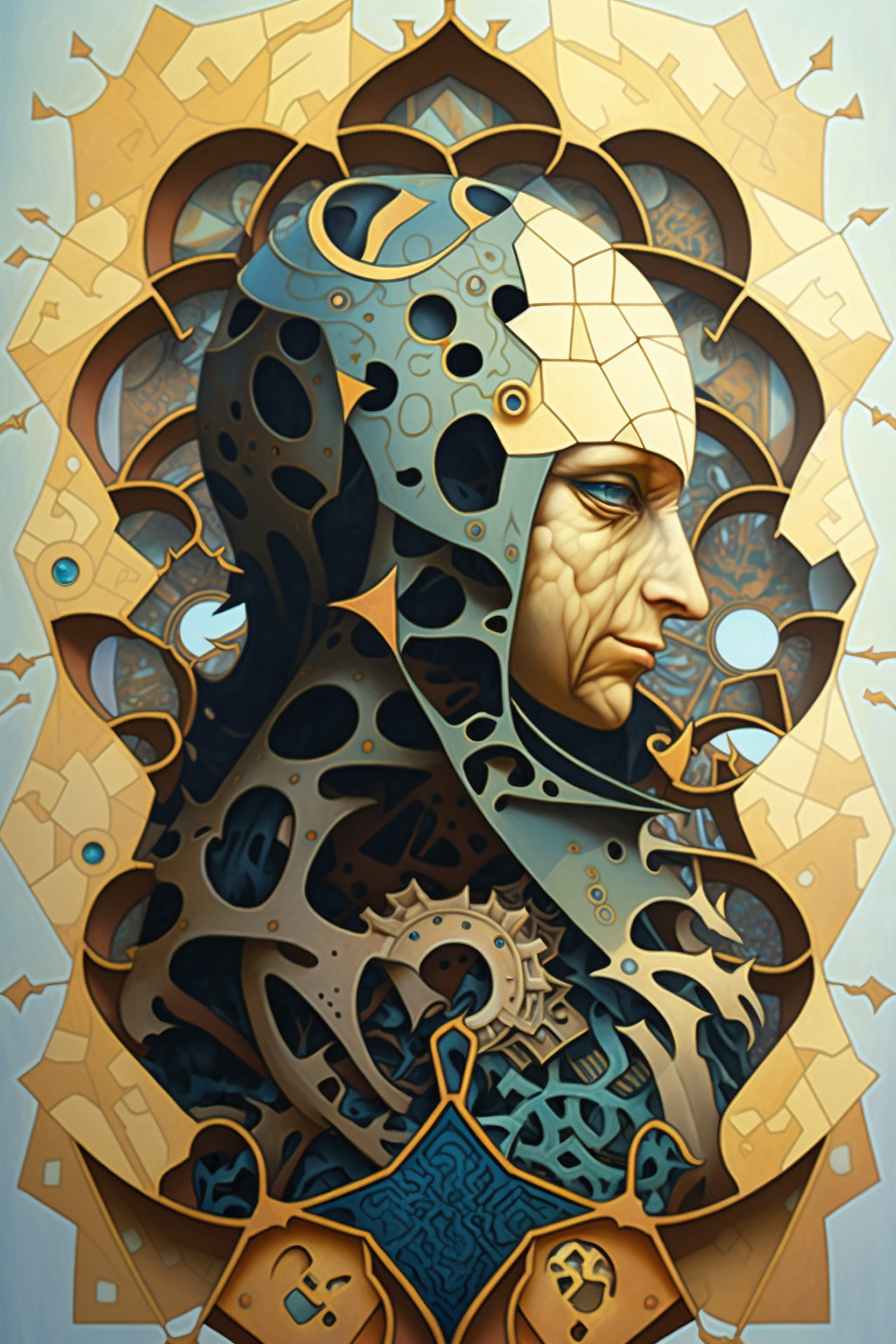 a artwork of a man with a mask