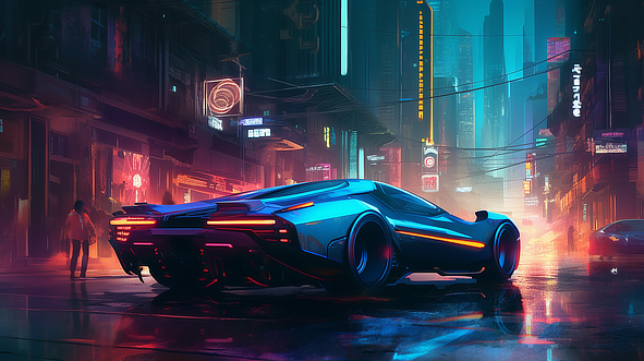 a futuristic car on a street